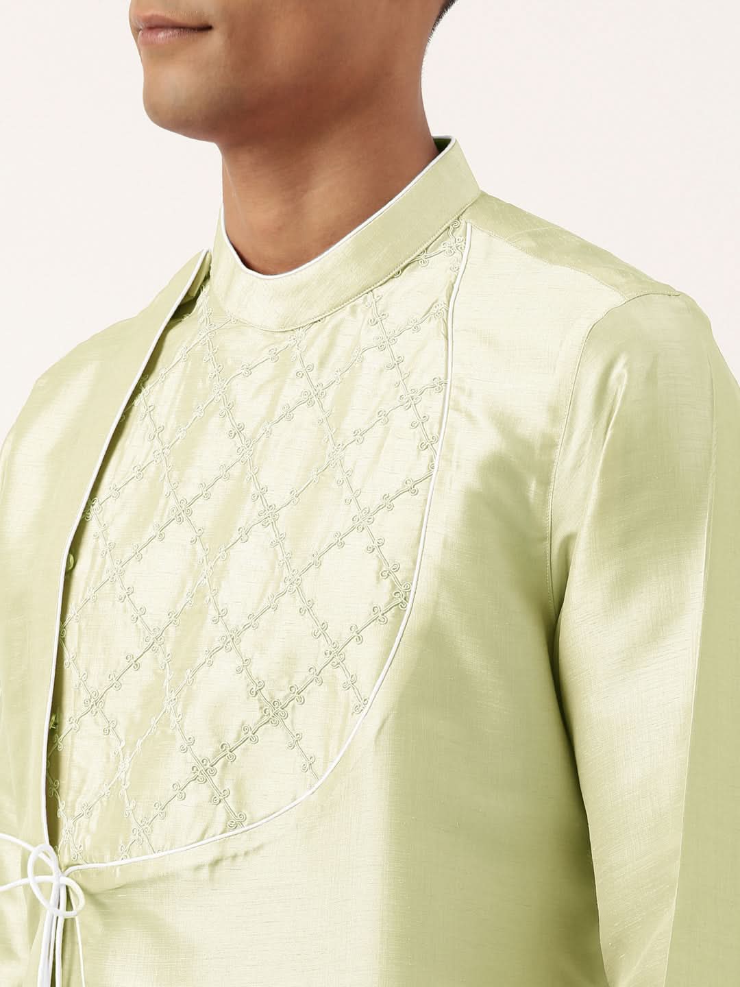 Mint Green Embroidery Angrakha Kurta Set