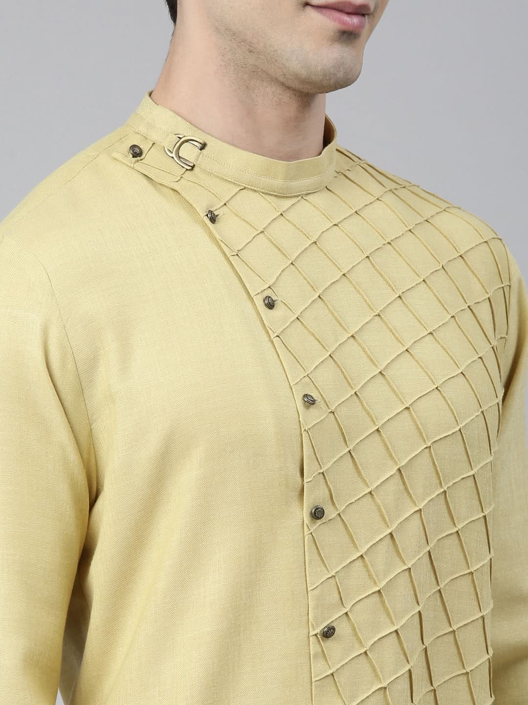 Greenish Yellow Angrakha Kurta Set