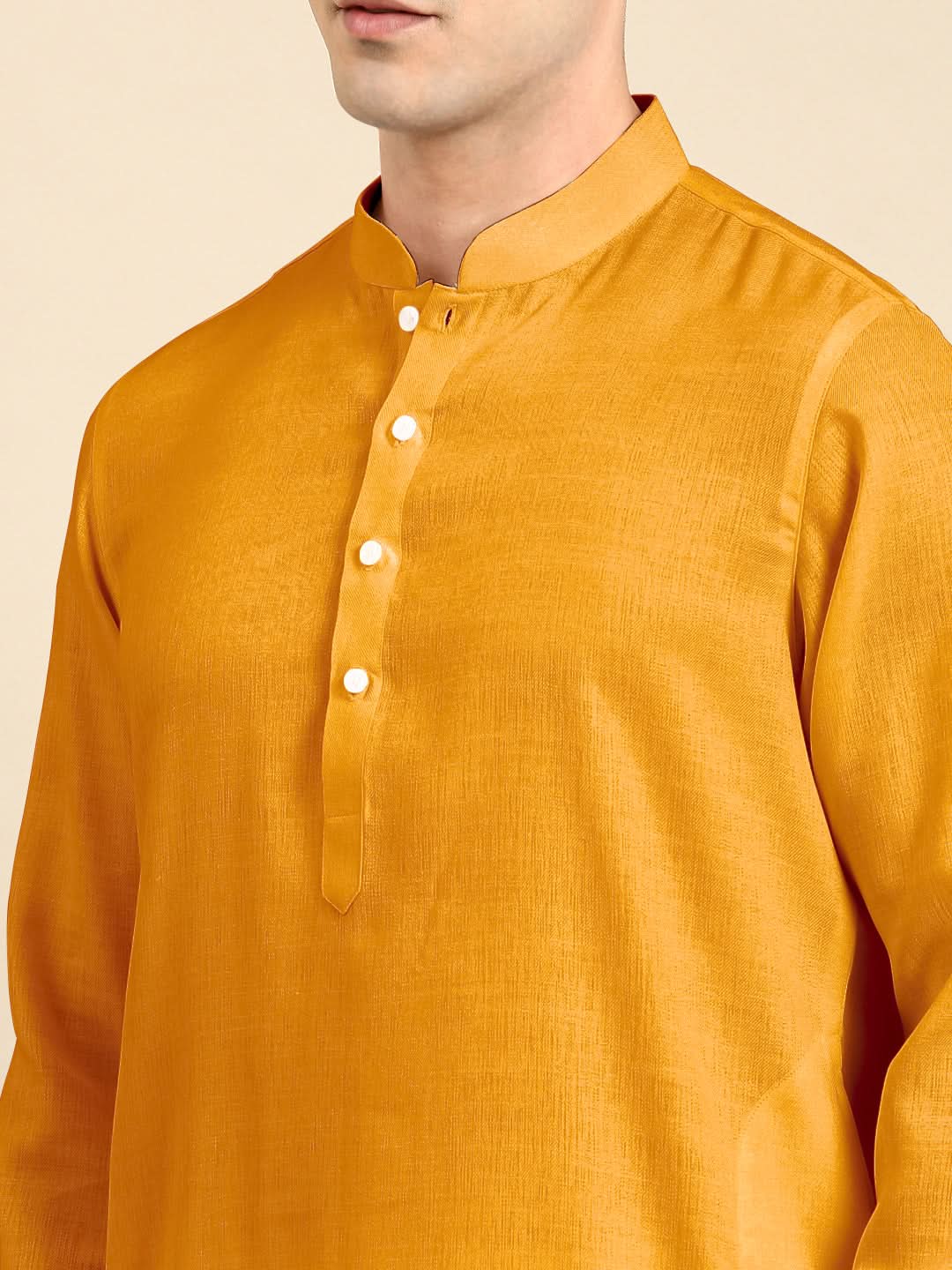 Mustard Twill Weave Cotton Kurta Set