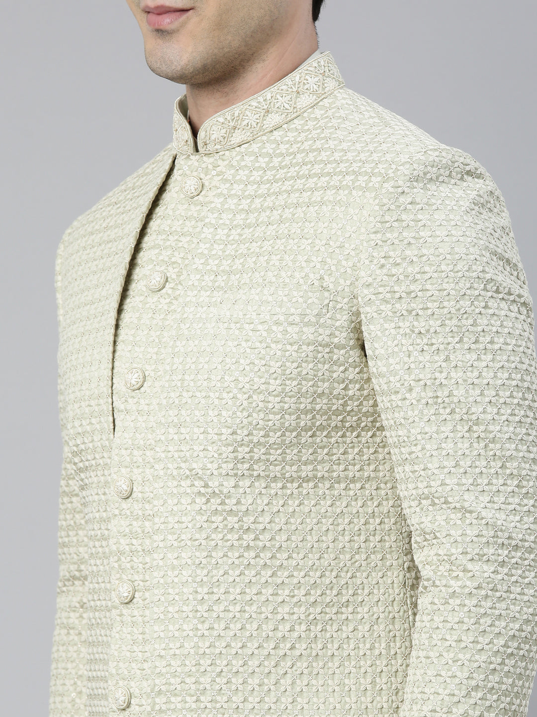 Pistachio Embroidered Indo Western With Kurta
