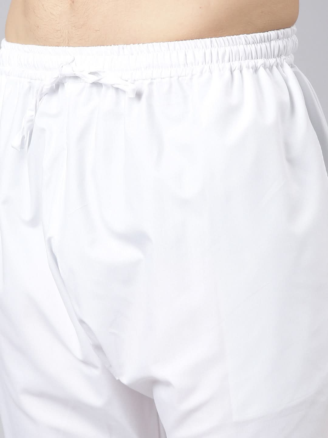 White Pleated Cotton Kurta Set