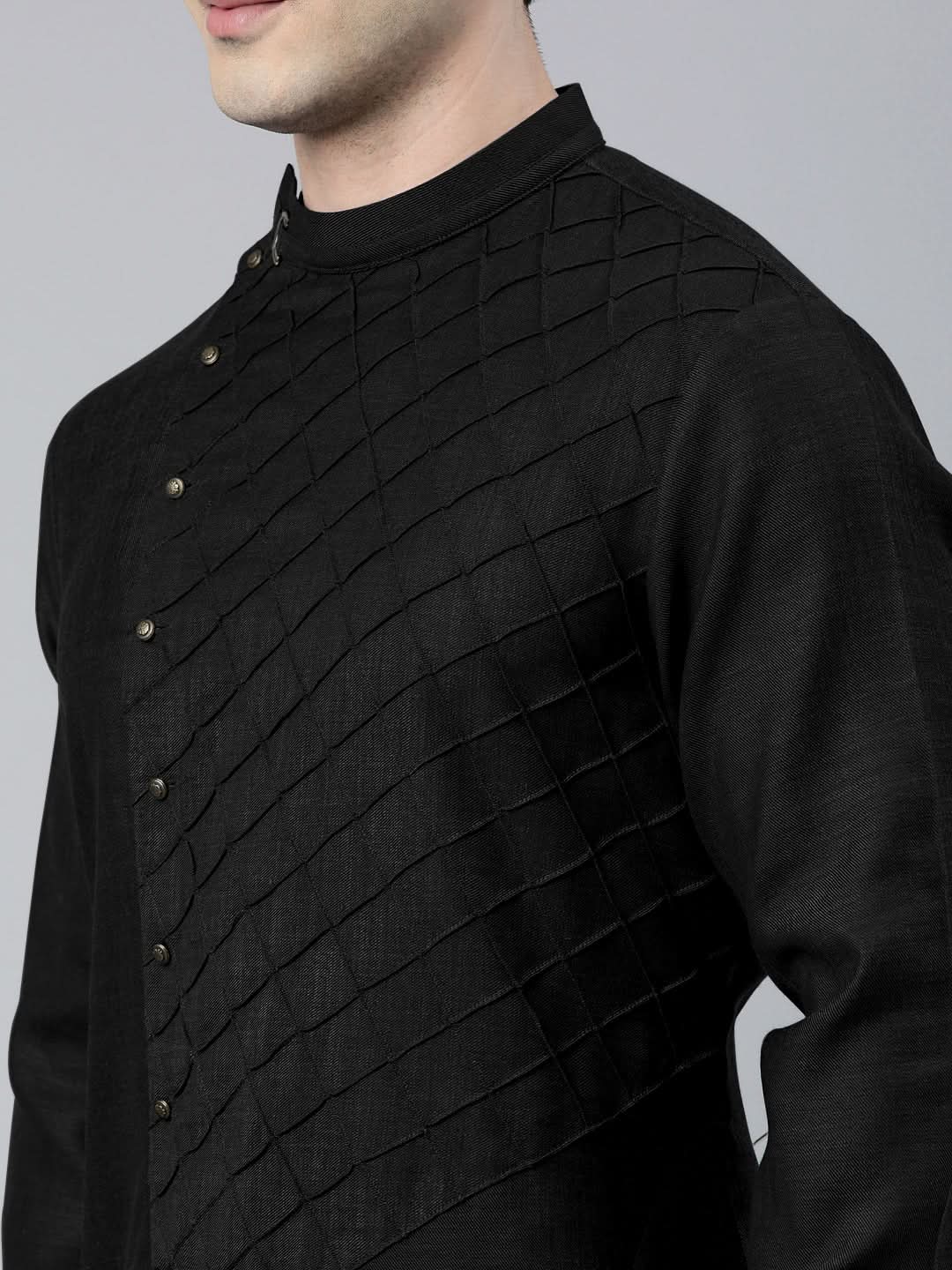 Black Angrakha Kurta Set