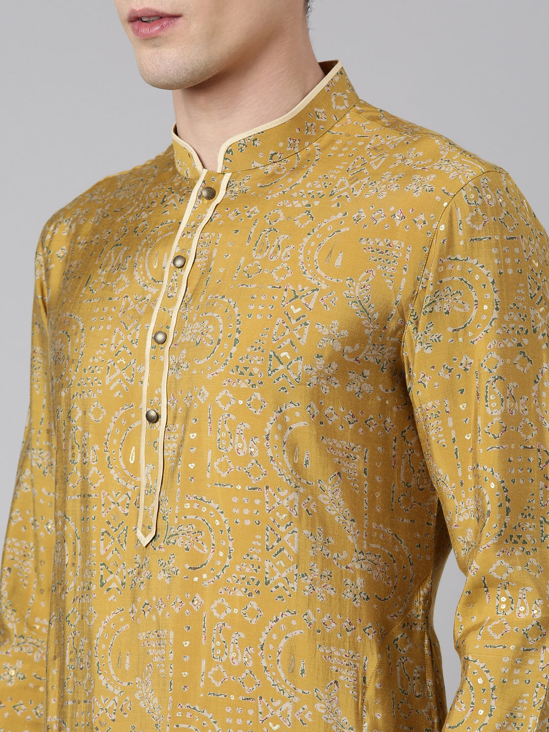 Mustard Batik Print Kurta Set