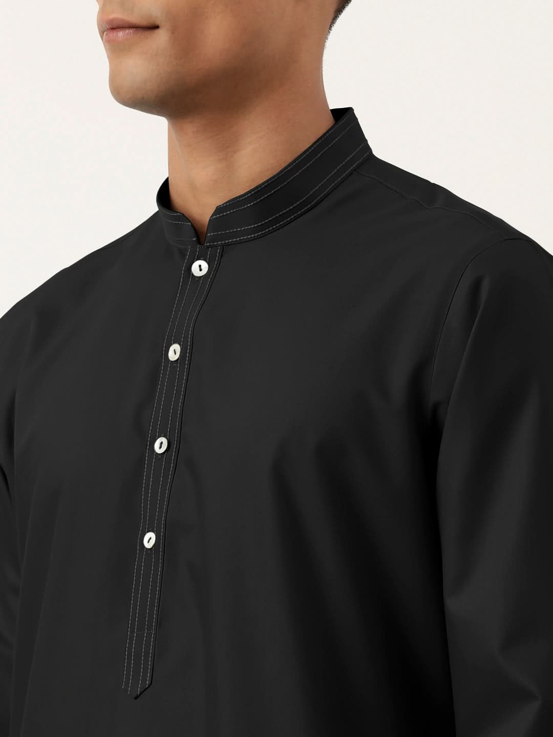 Black Cotton Kurta Set