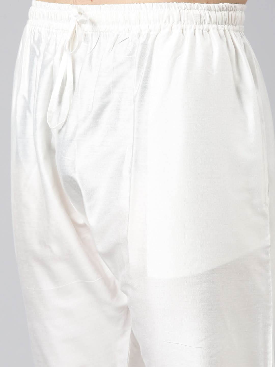 White Cotton Dori Embroidery Kurta Set