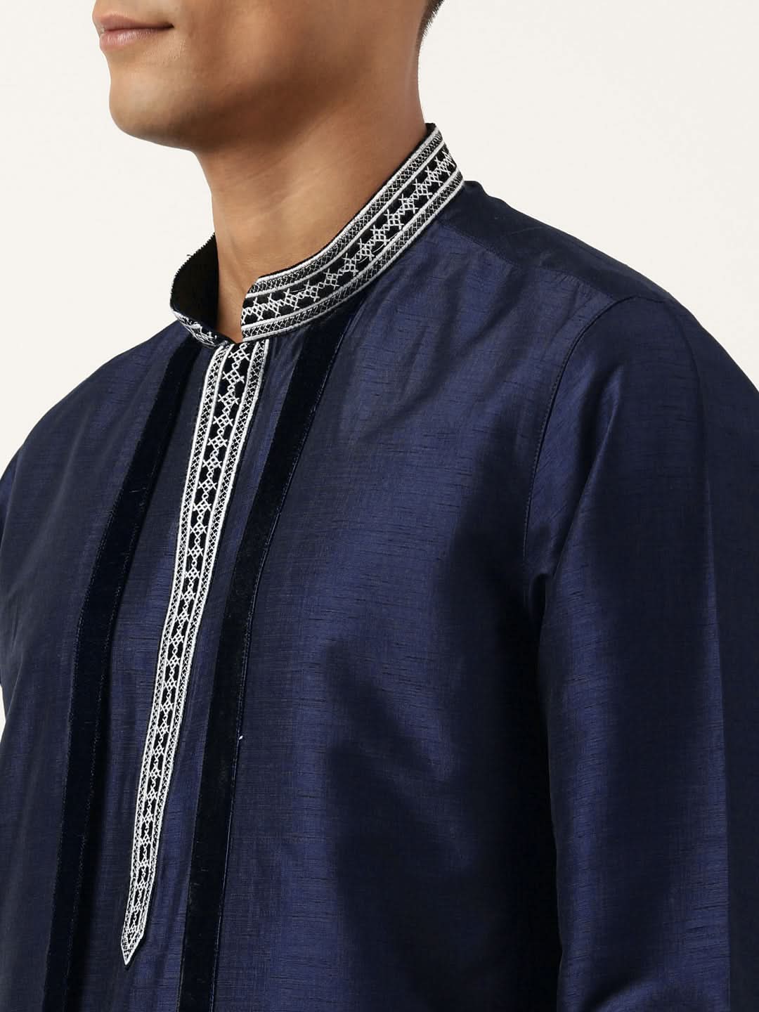 Blue Embroidered Layered Kurta Set