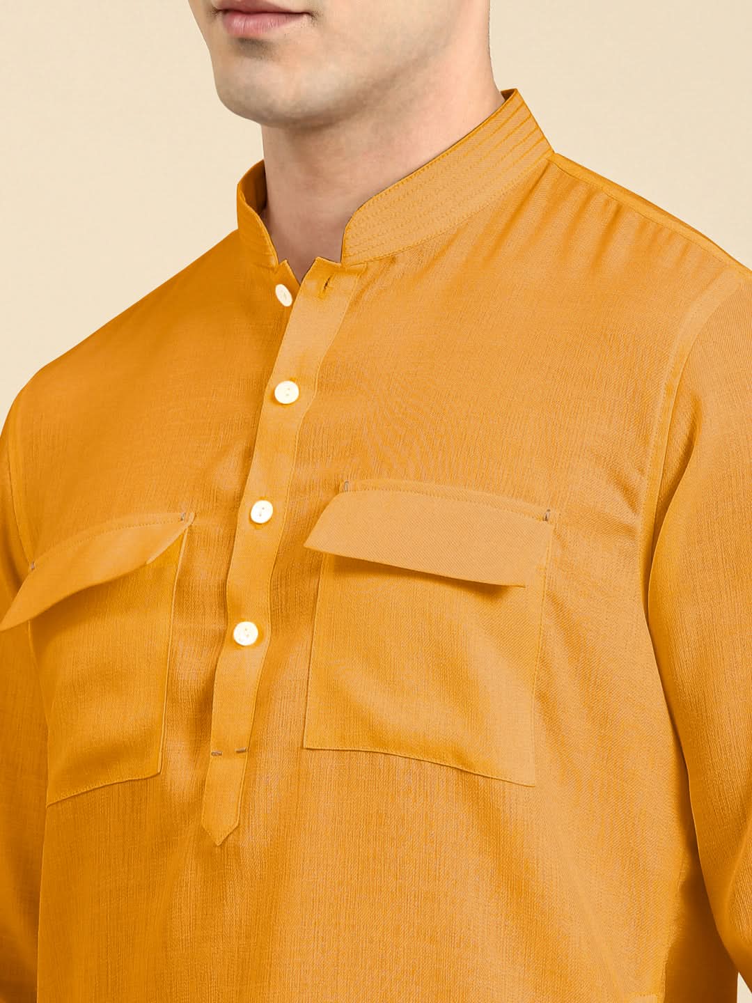 Mustard Pathani Kurta Set