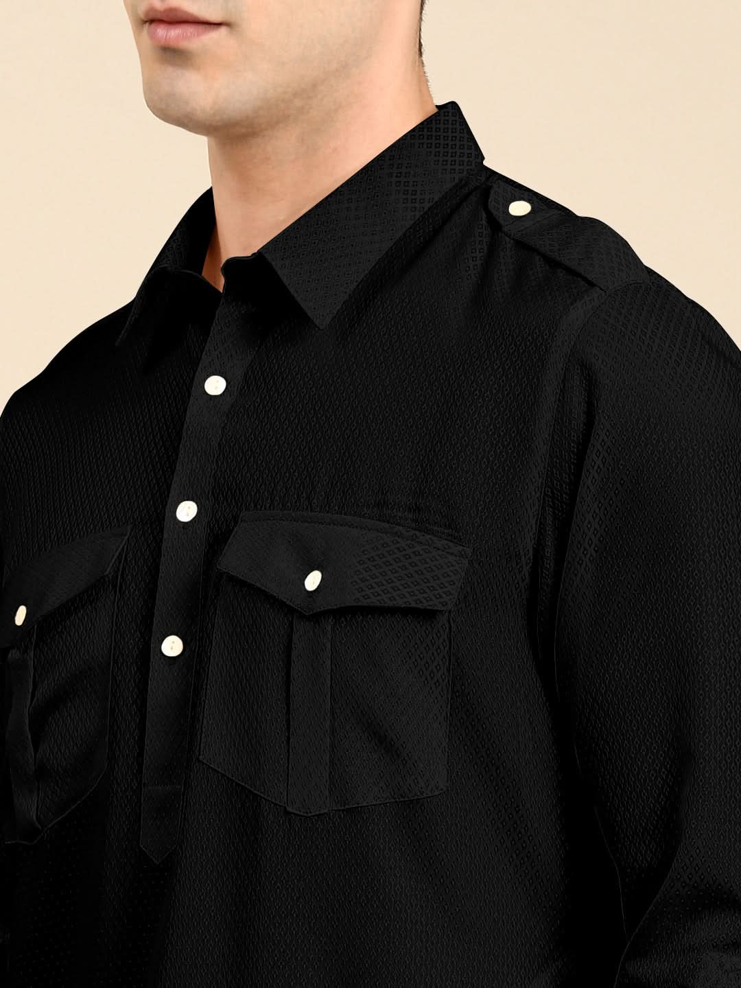 Black Cotton Pathani with Salwar