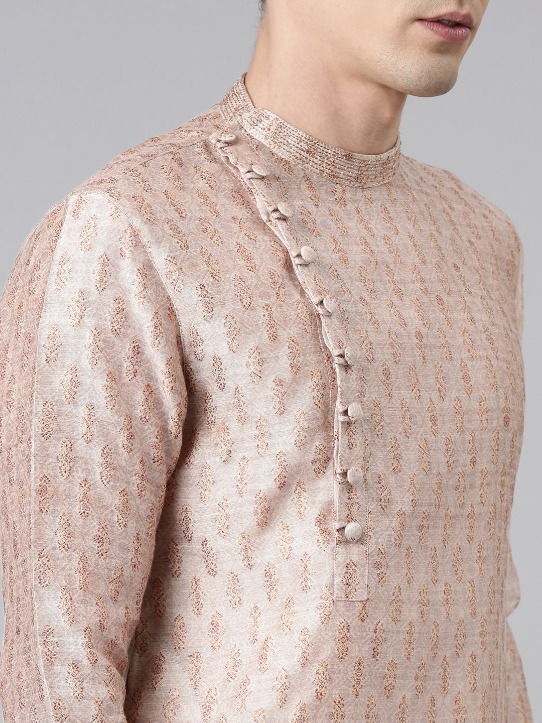 Peach Angrakha Kurta Set