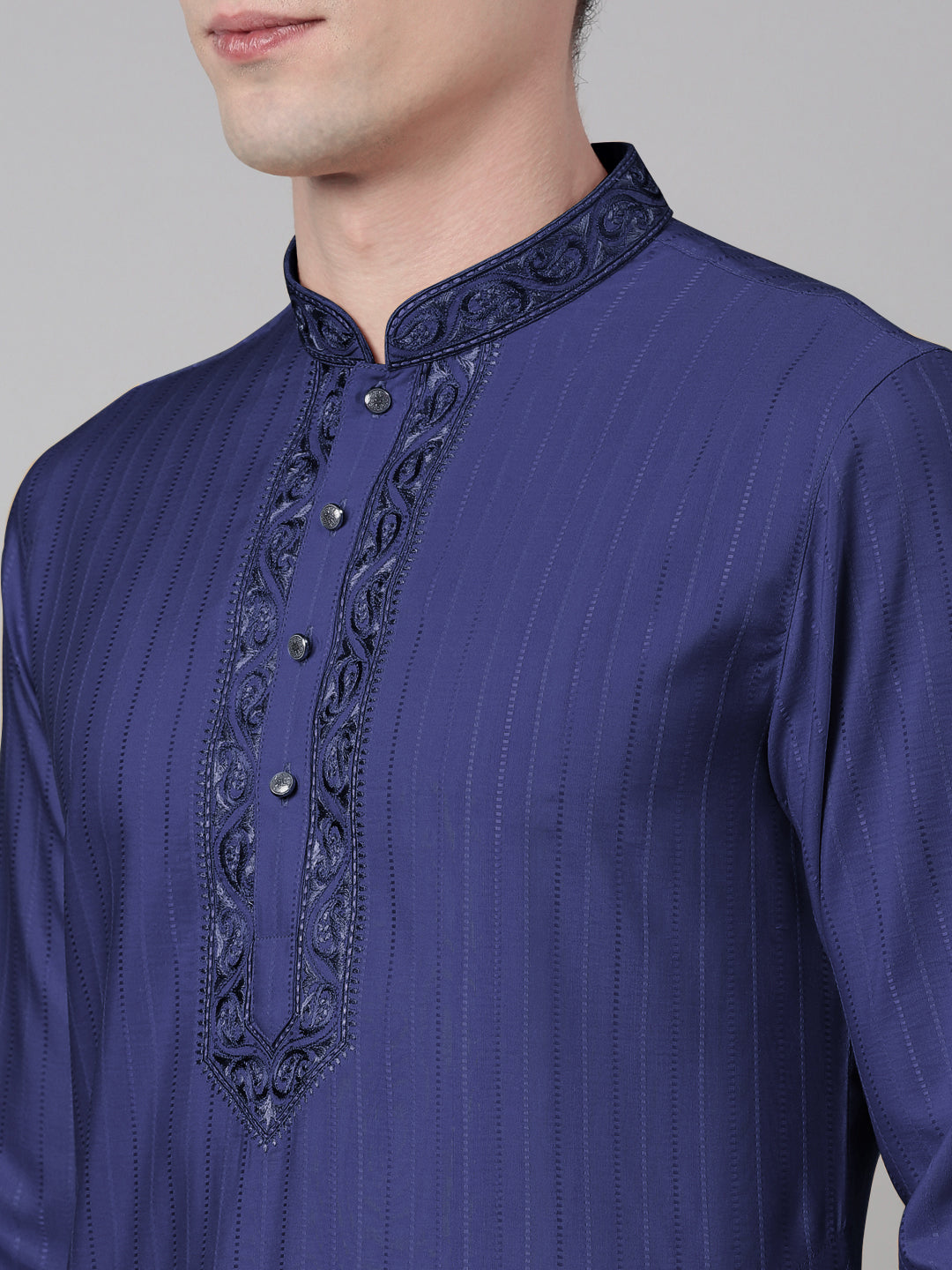 Navy Embroidered Kurta Set