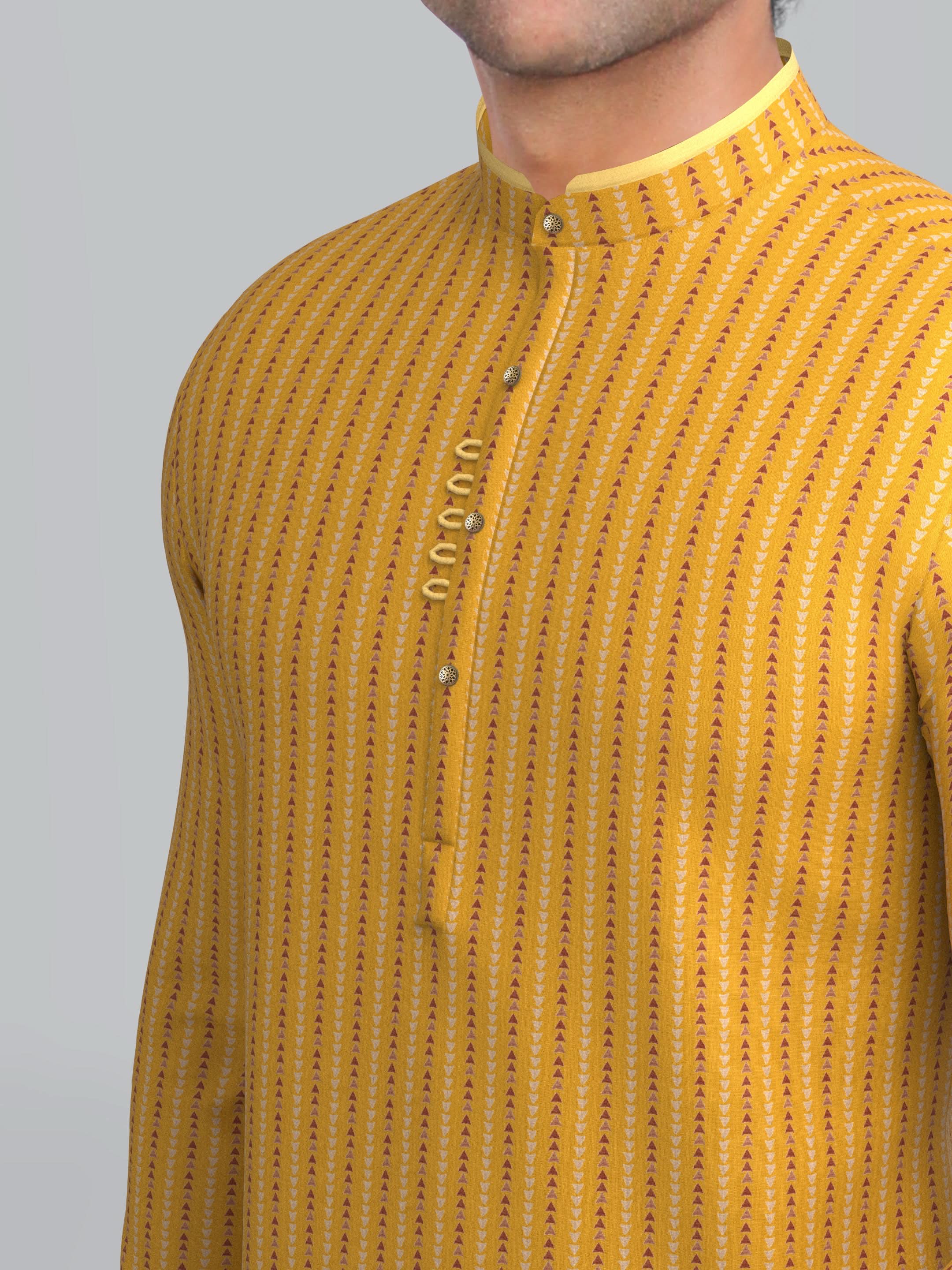 Printed Mustard short Kurta