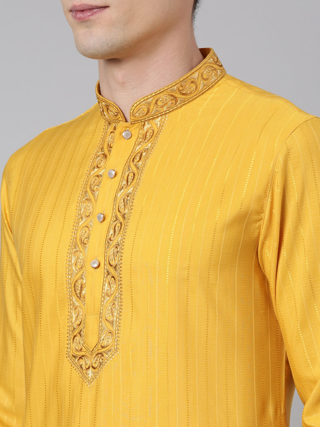 Mustard Embroidered kurta Set