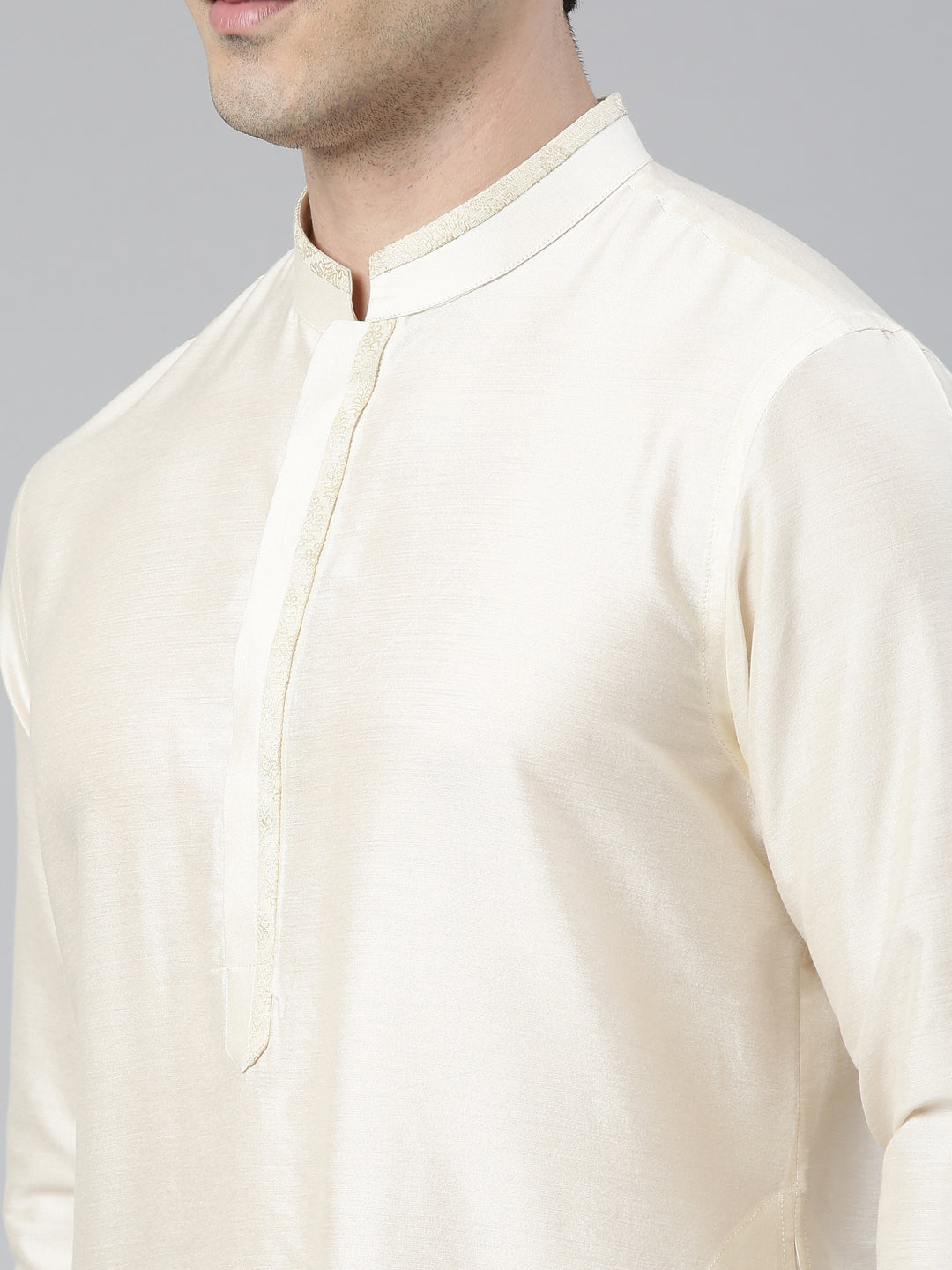 Cream Brocade Jacket With Kurta Set