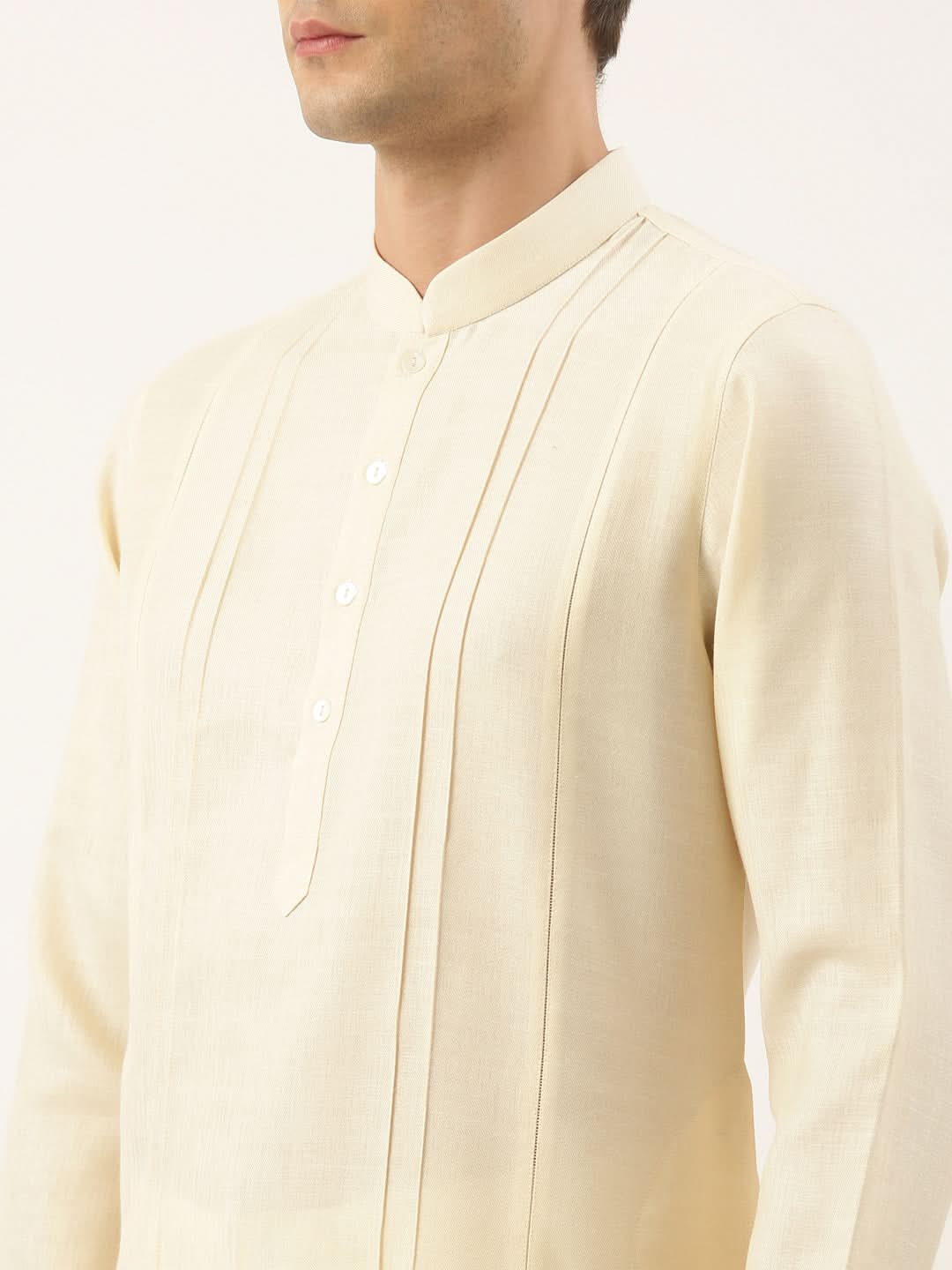 Cream Cotton Pintux Kurta Set