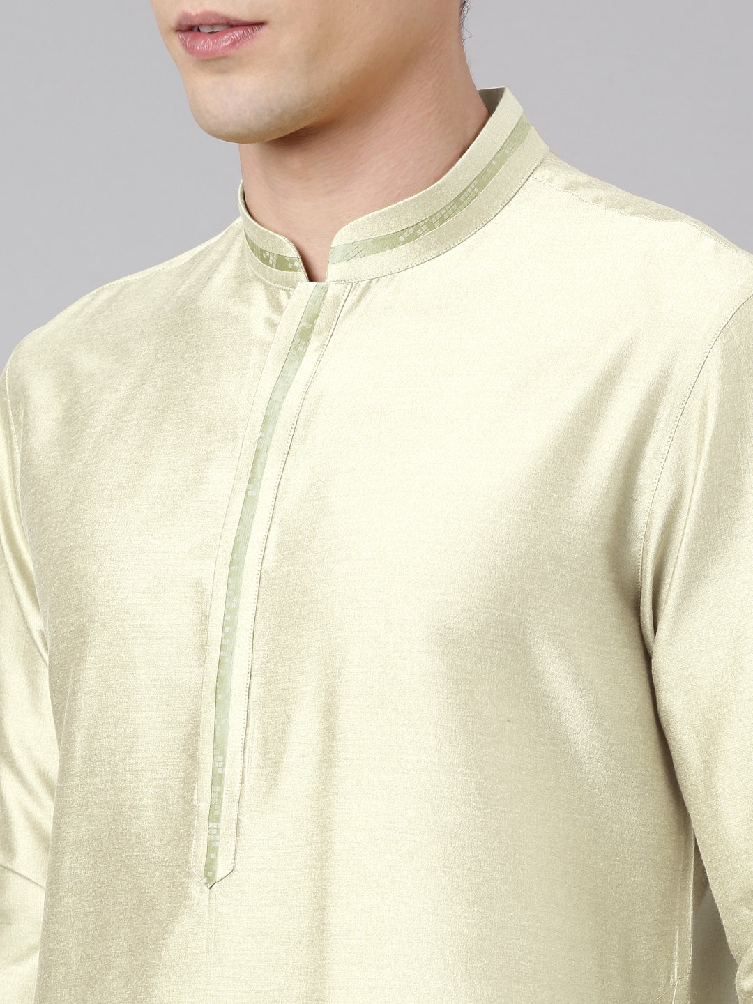 Green Jacquard Jacket With Kurta Set