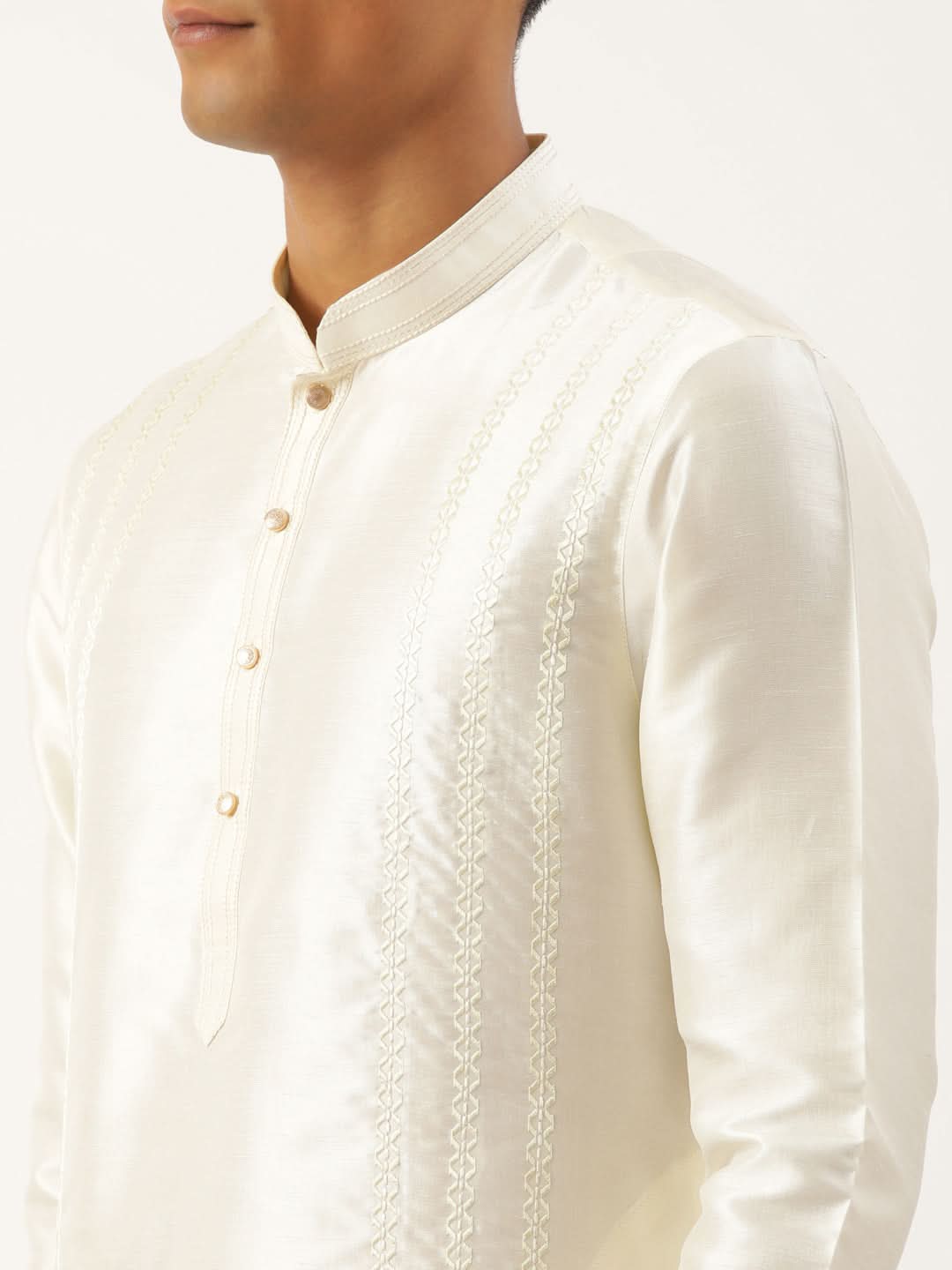 Cream Embroidered Kurta Set