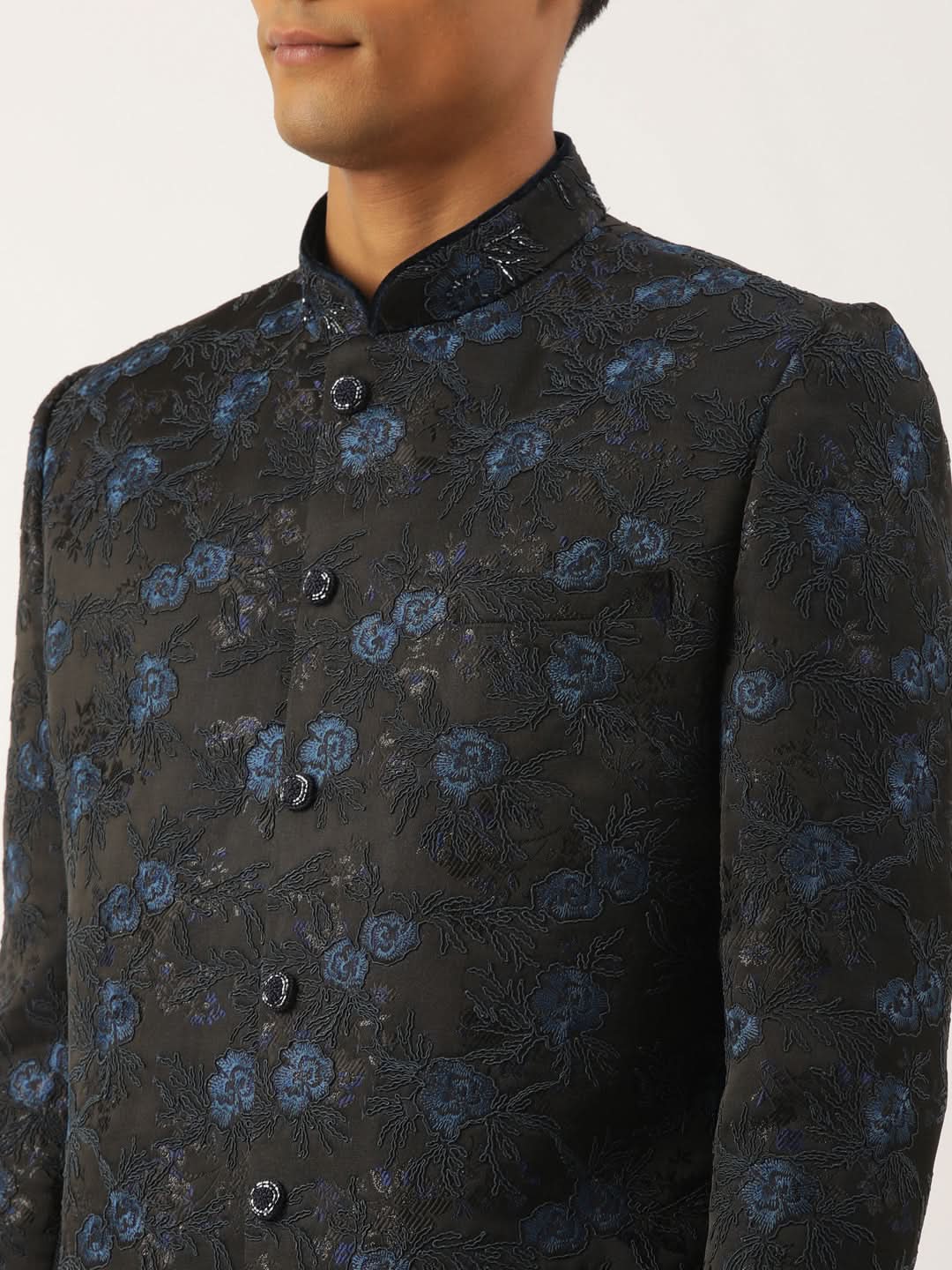 Navy Blue embroidered Indowestern