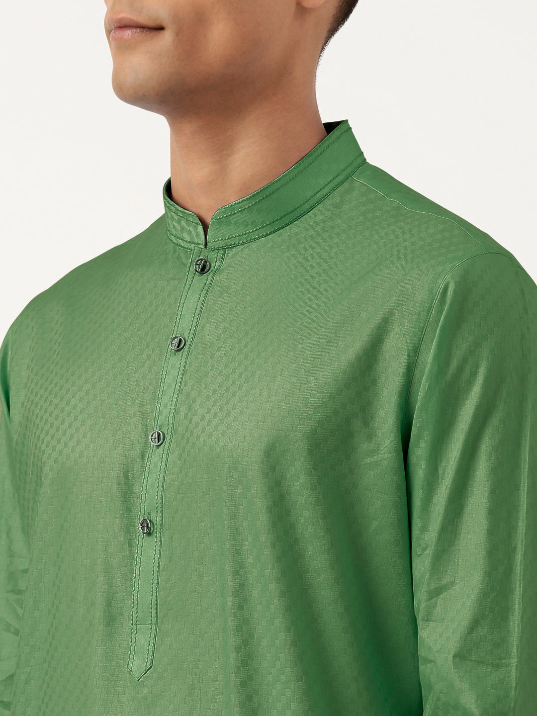 Olive Green Asymmetrical Cotton Kurta Set