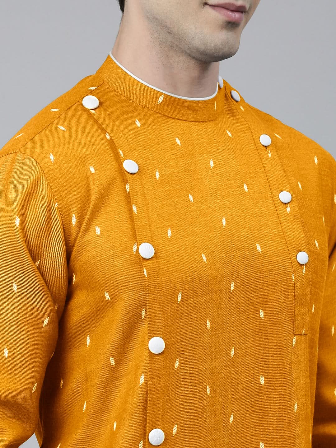 Mustard Design Asymmetrical Kurta Set