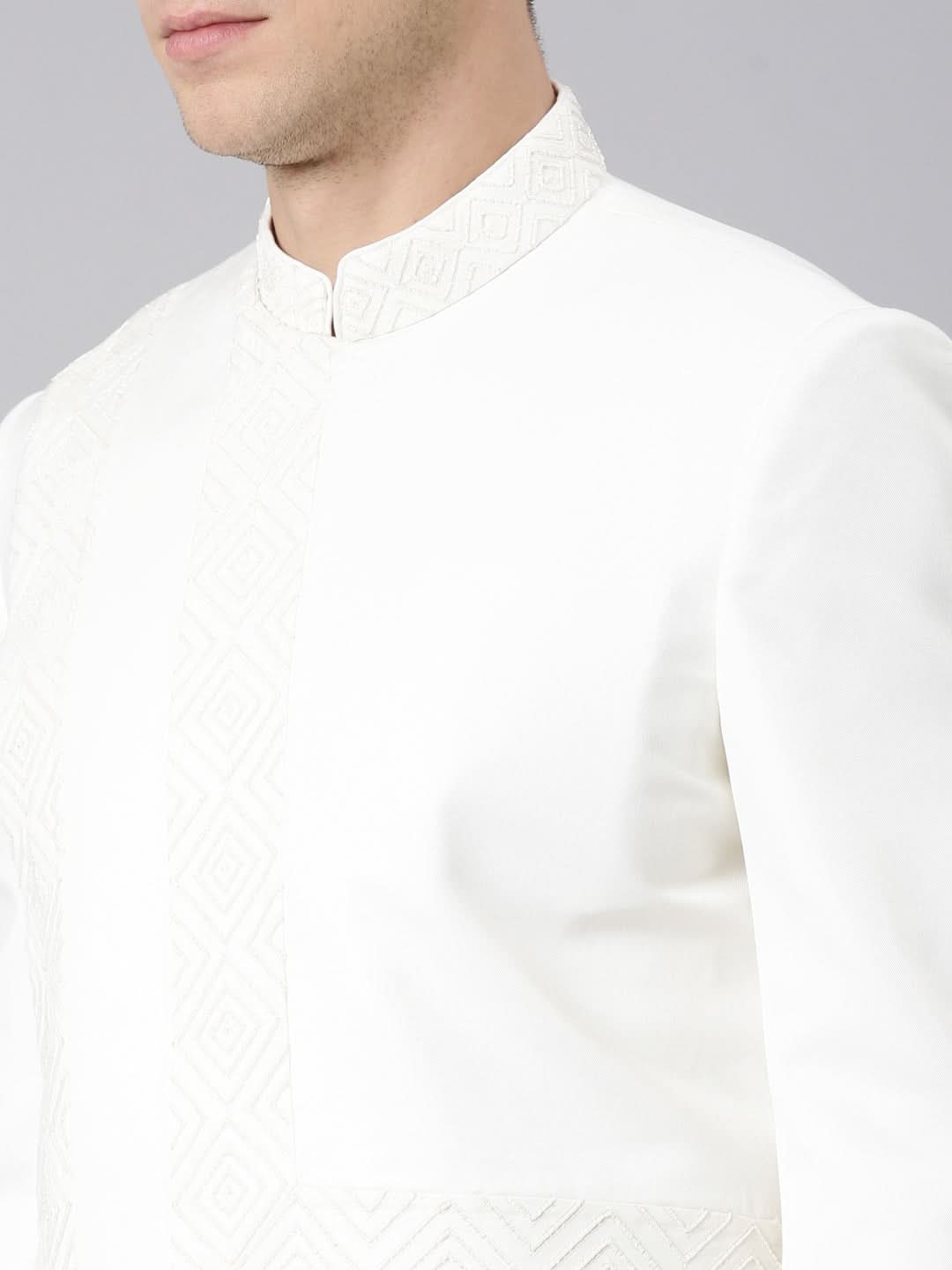 Offwhite Angrakha Geometrical Bandhgala