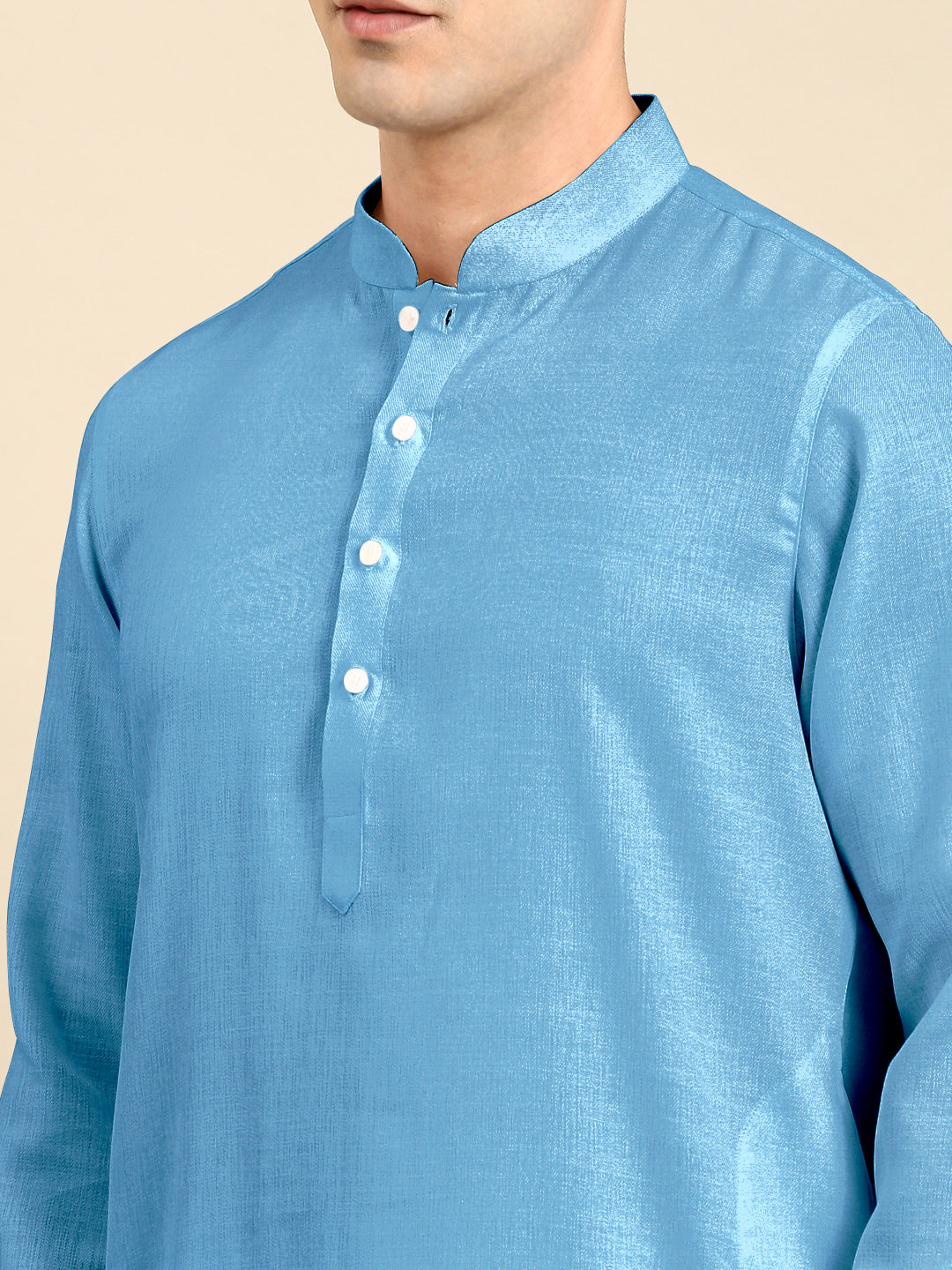 Blue Light Twill Weave Cotton Kurta  Set