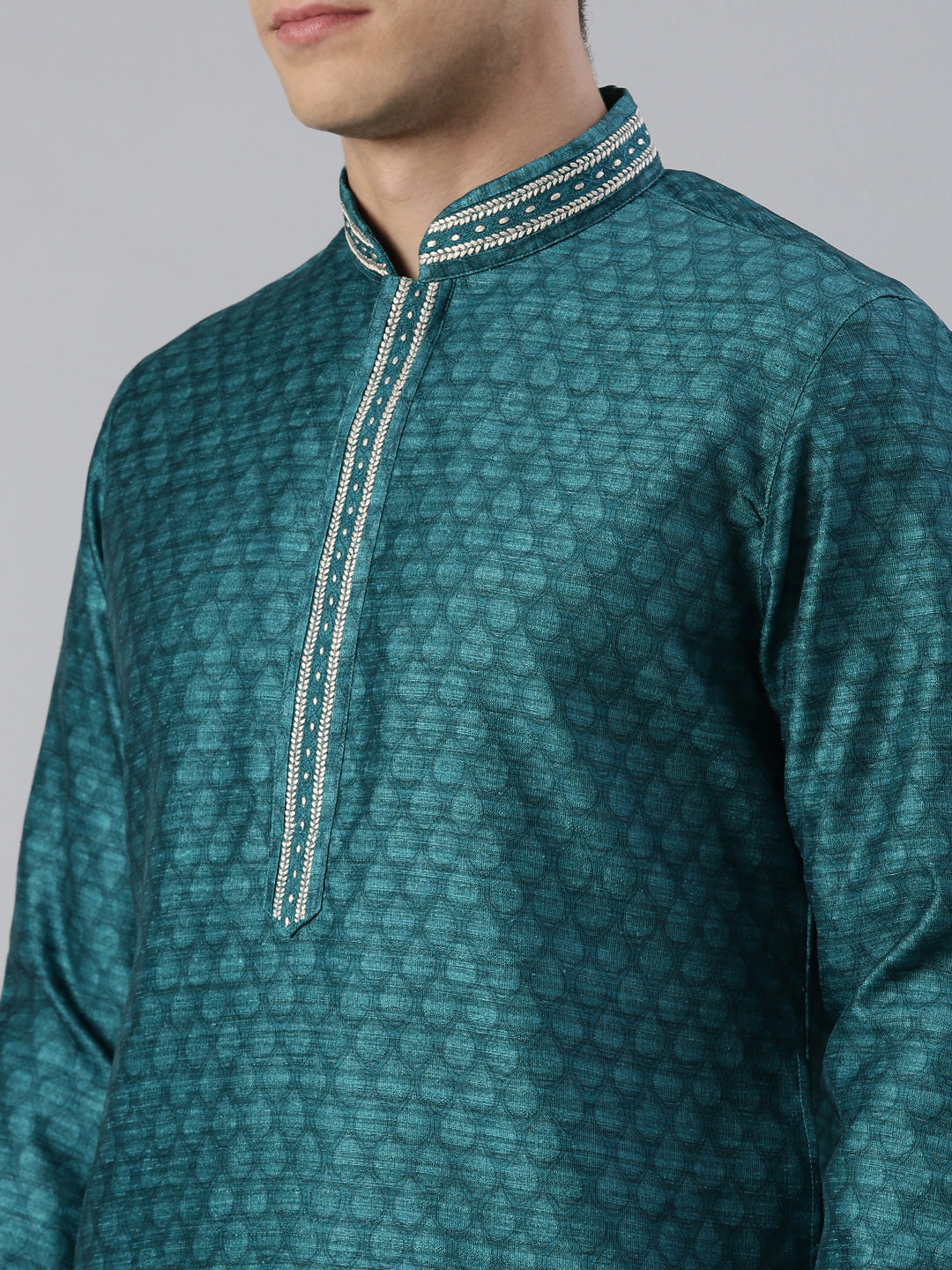 GREEN COTTON PRINTED KURTA SET