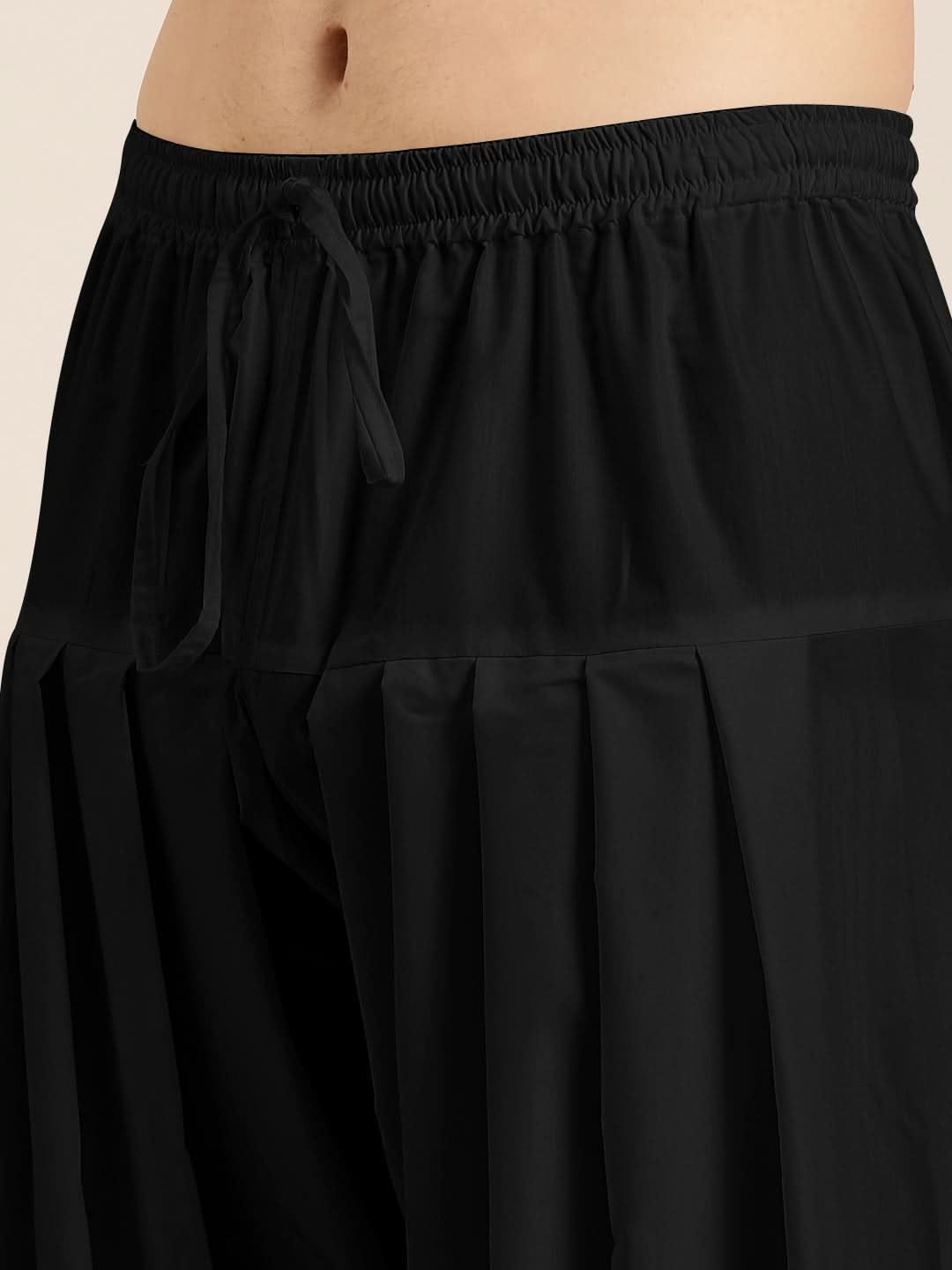 Black Cotton Pathani With Salwar