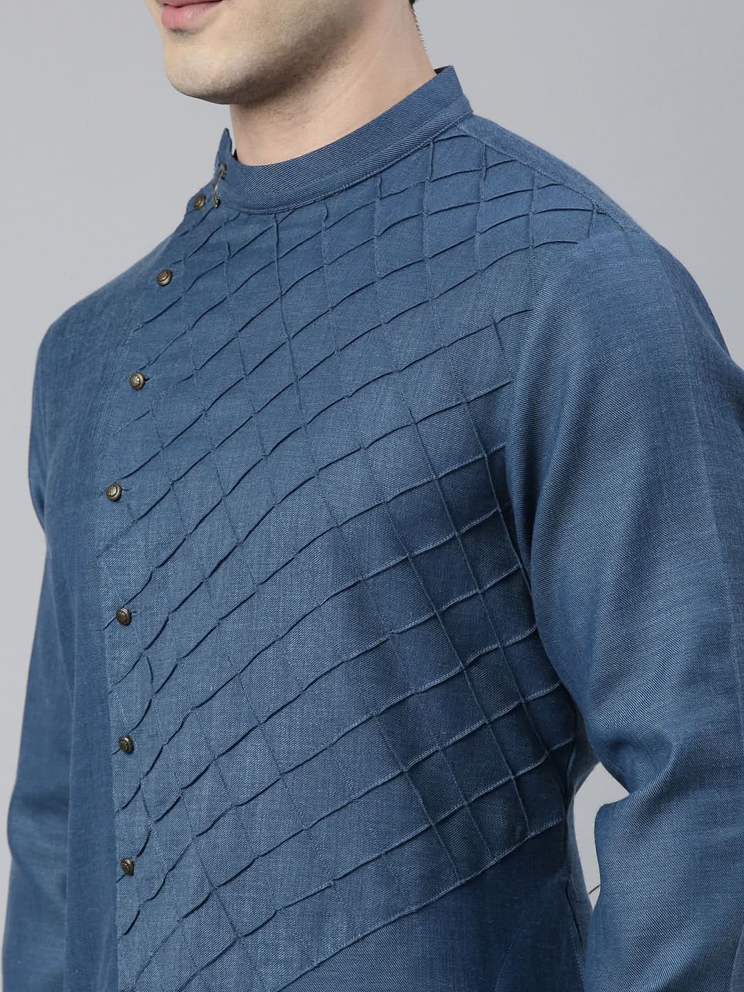 Denim Blue Angrakha Kurta Set