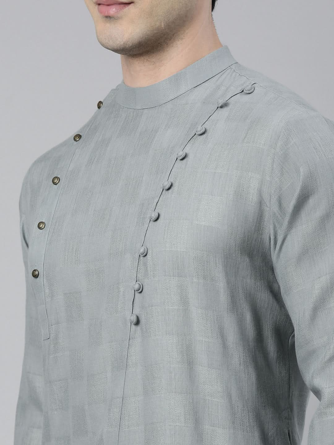 Light Grey Asymmetrical Kurta Set