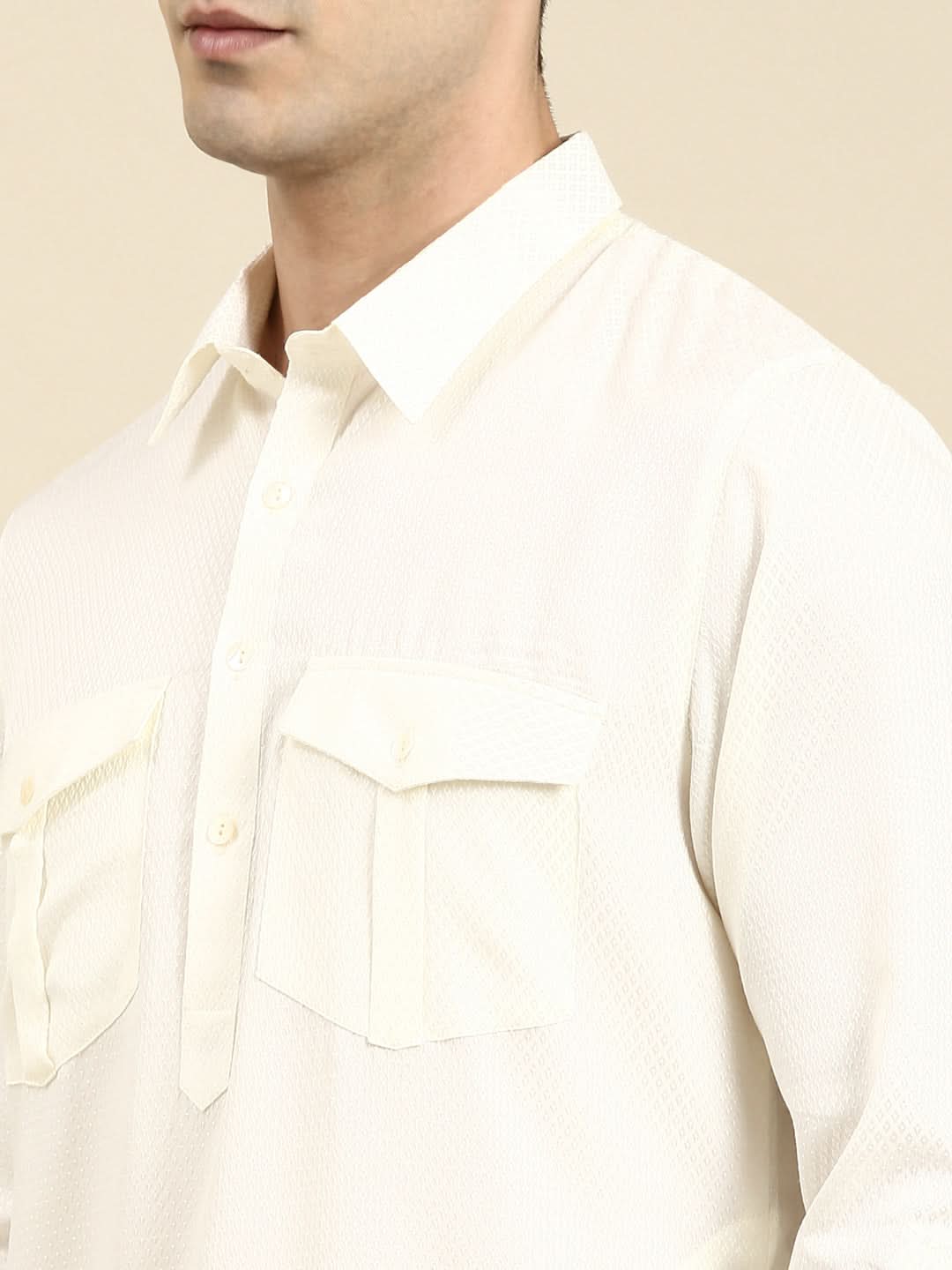 White Cotton Pathani With Salwar