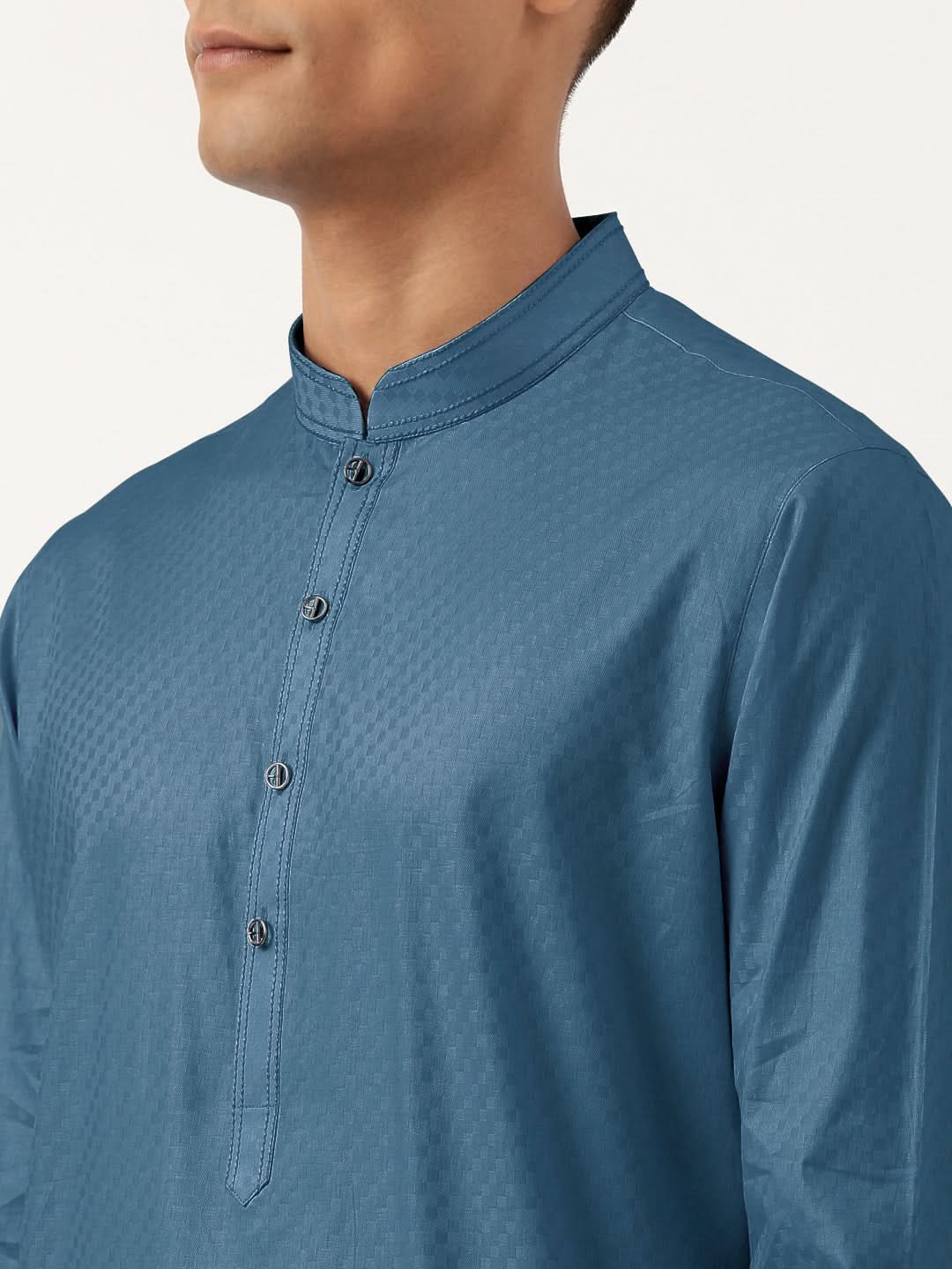 Cobalt Blue Asymmetrical Cotton Kurta Set