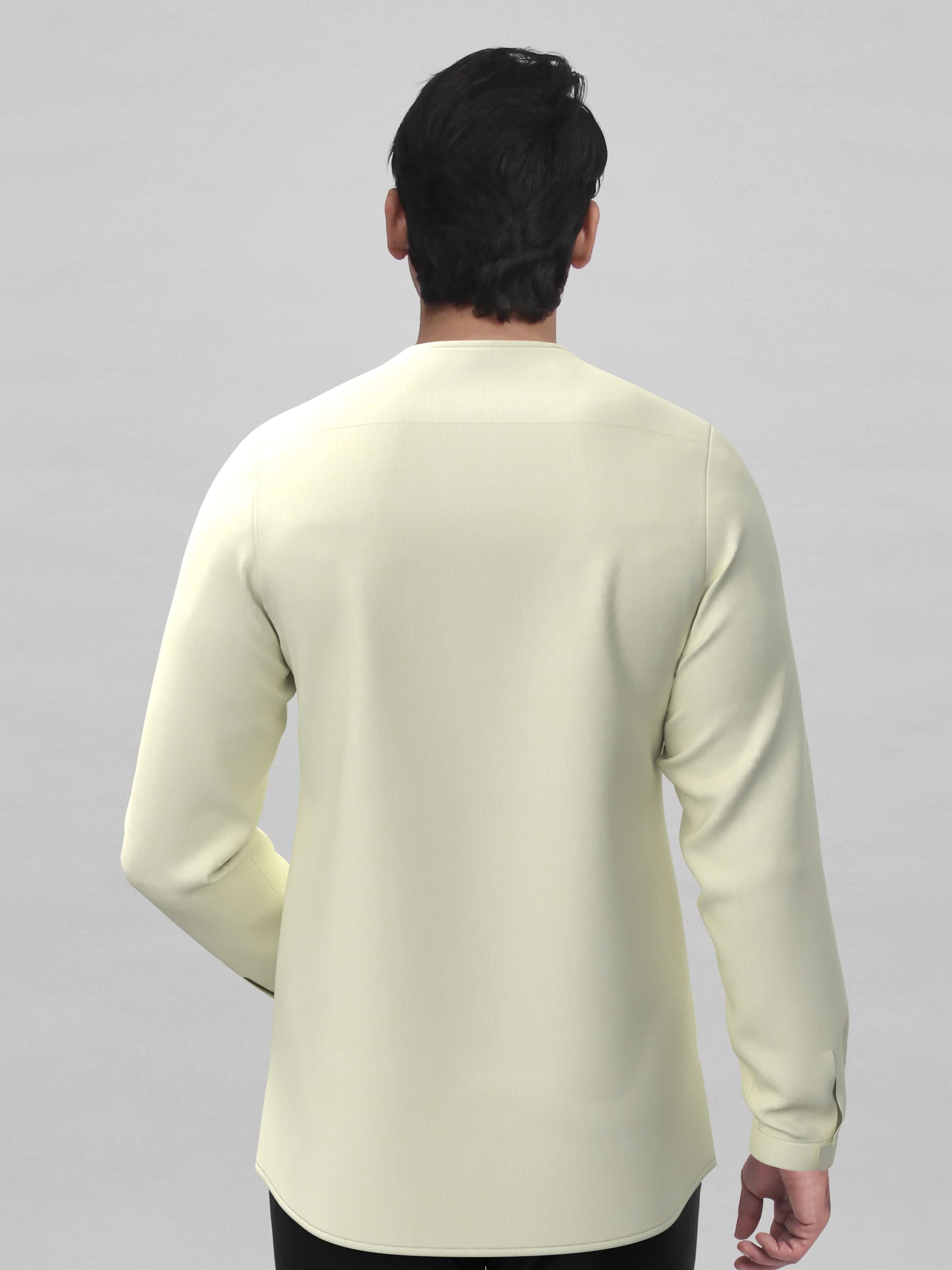 Cream v-neck Short Kurta