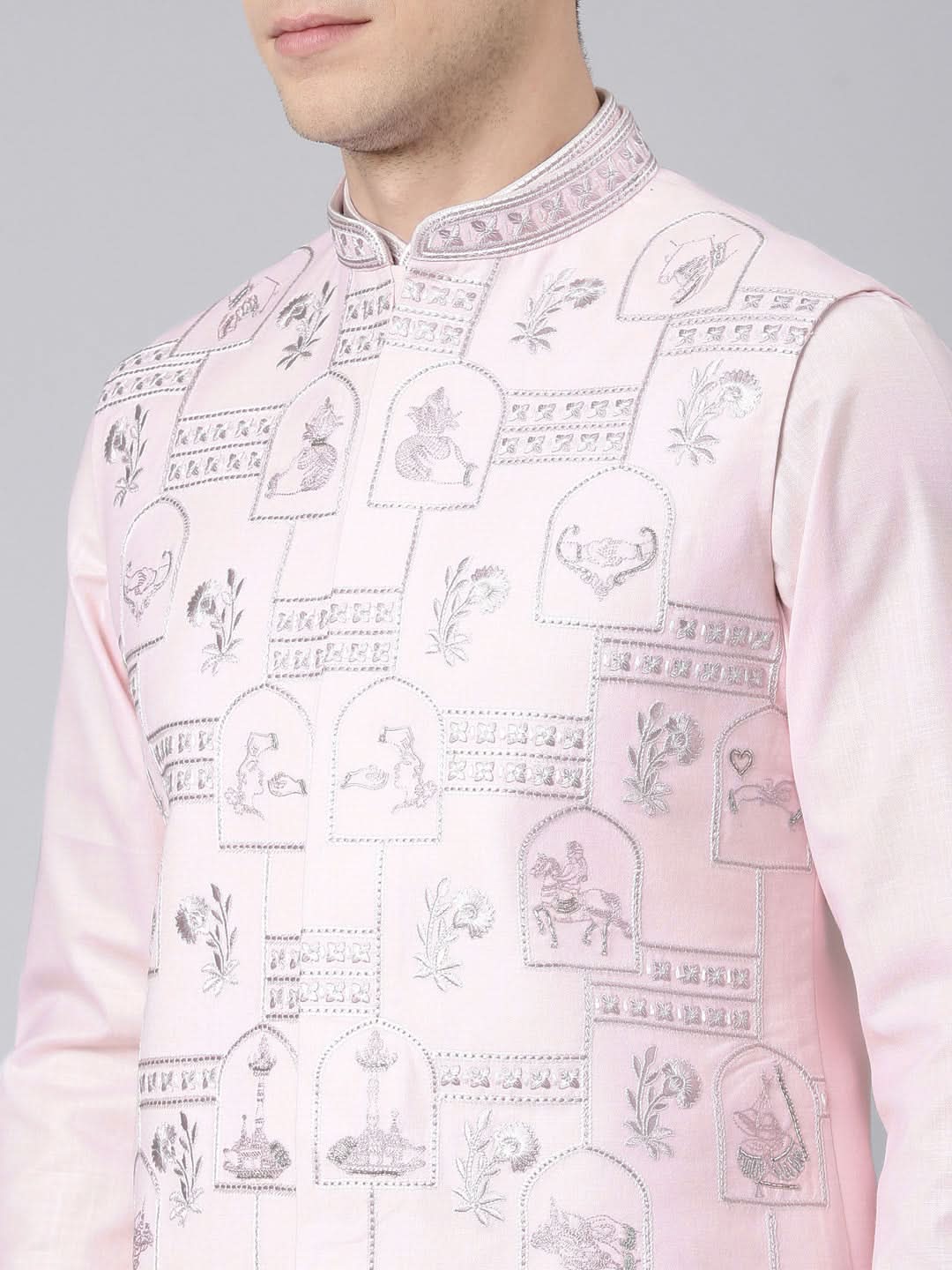 Light Pink Vivah Story Jacket Kurta set