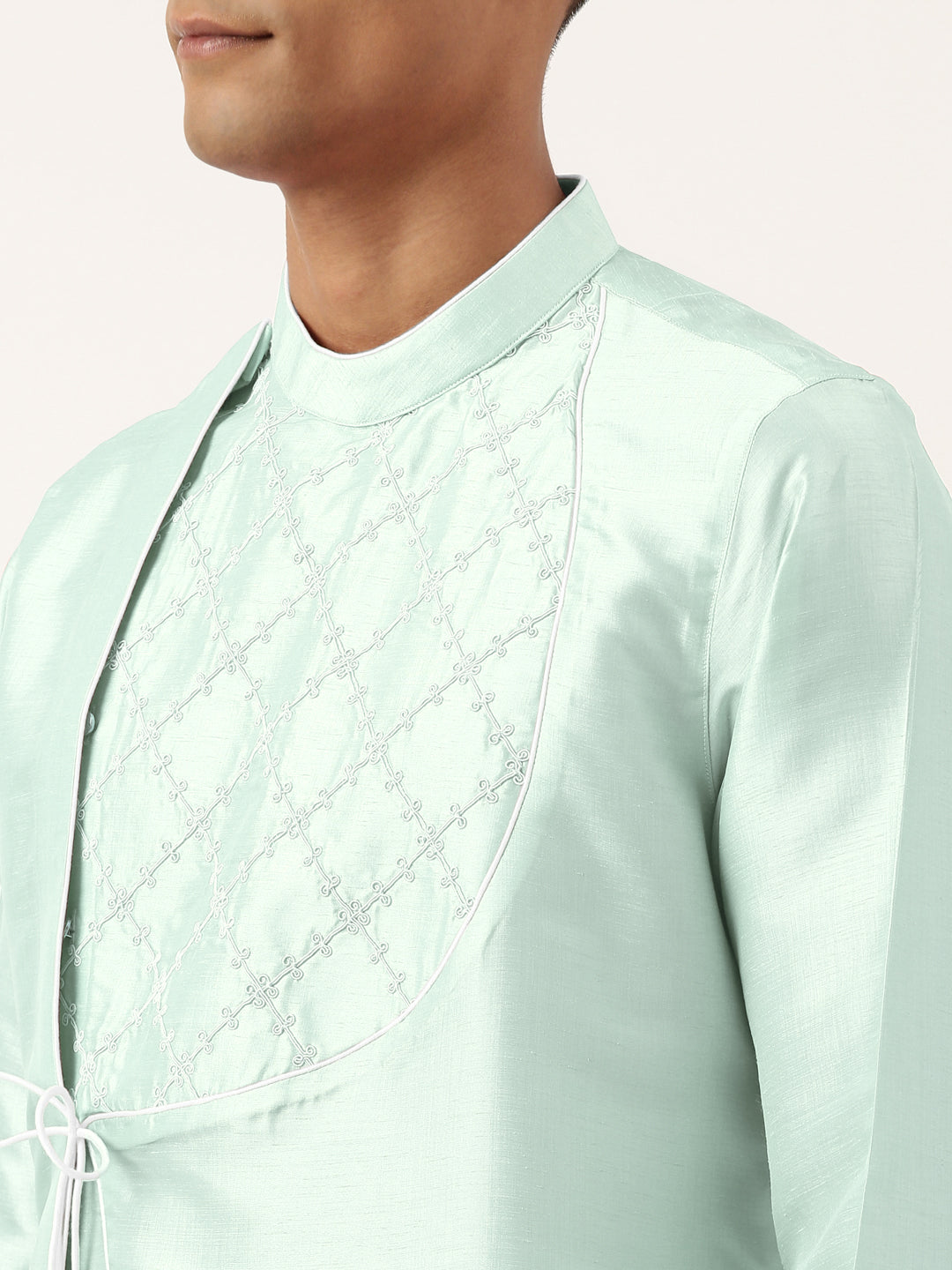 Sky BlueEmbroidery Angrakha Kurta Set