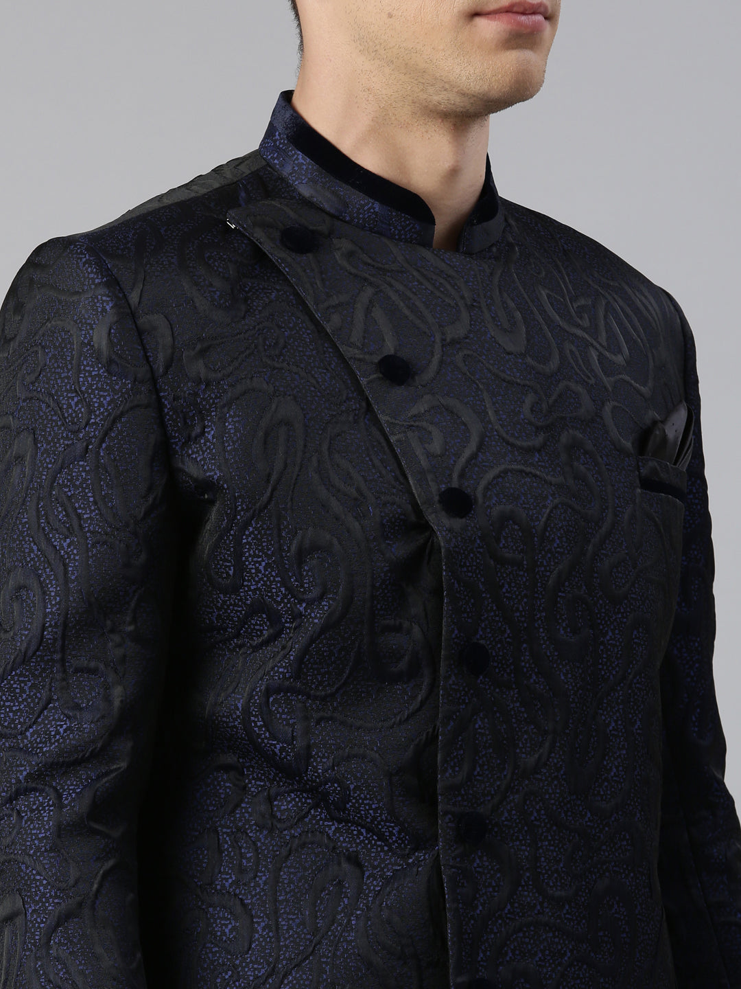 Blue Black Jacquard Indo Set