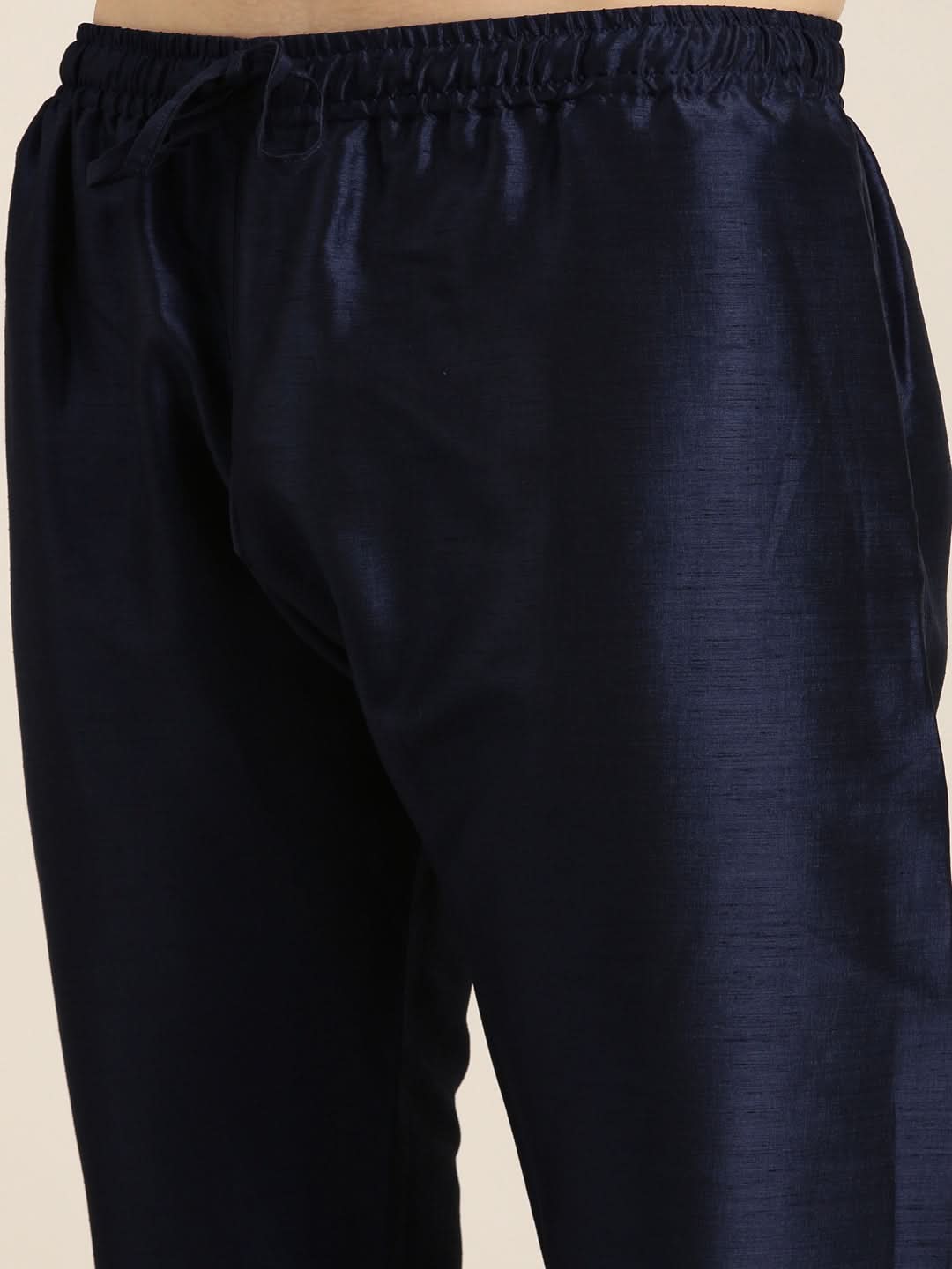 Navy Pashmina Embroidery Kurta Set