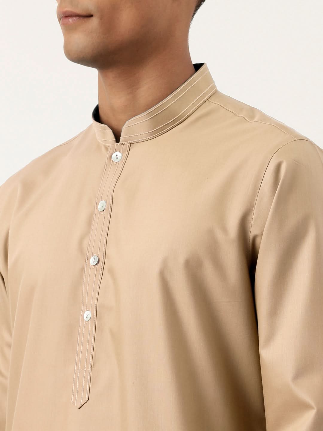 Beige Cotton Kurta Set