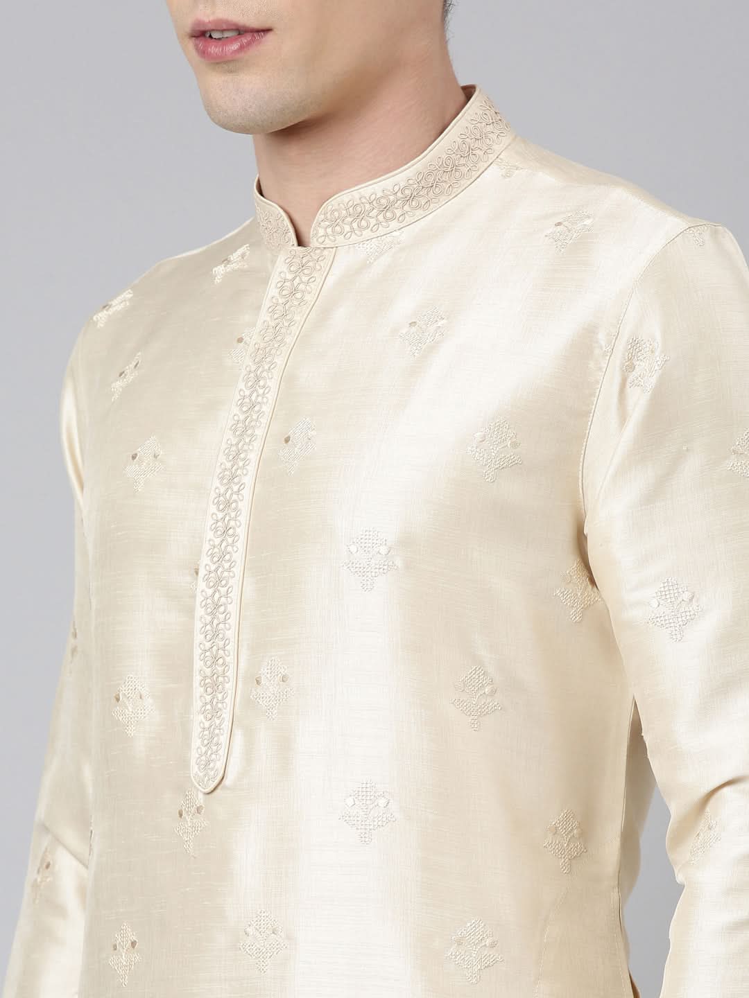 Light Gold Embroidery Kurta Set
