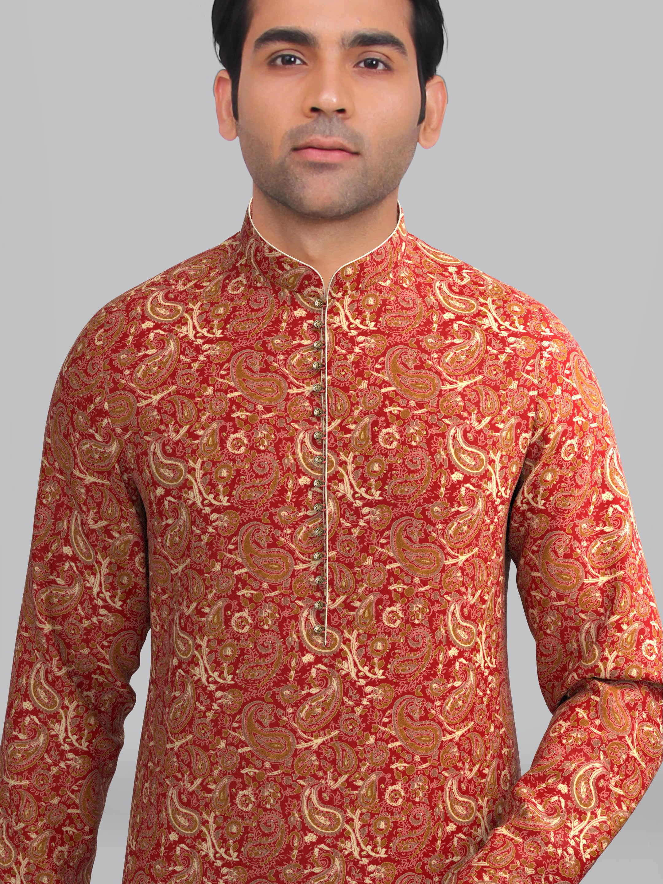 Maroon Paisley Block Printed Kurta