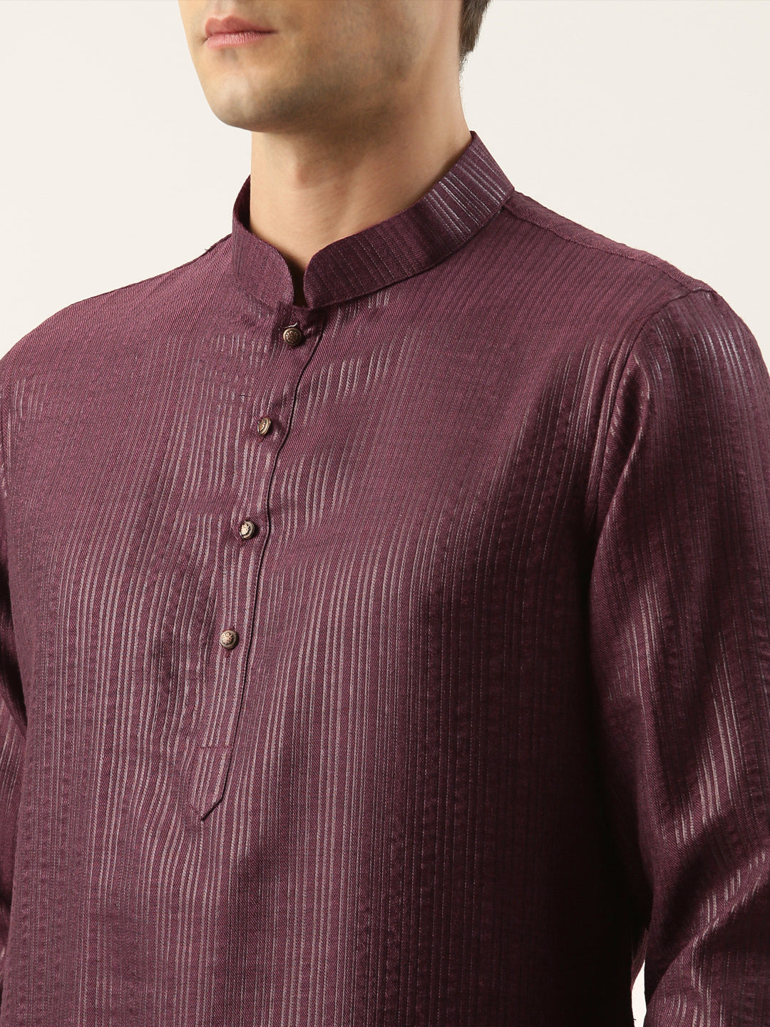 Wine Striped Short Kurta