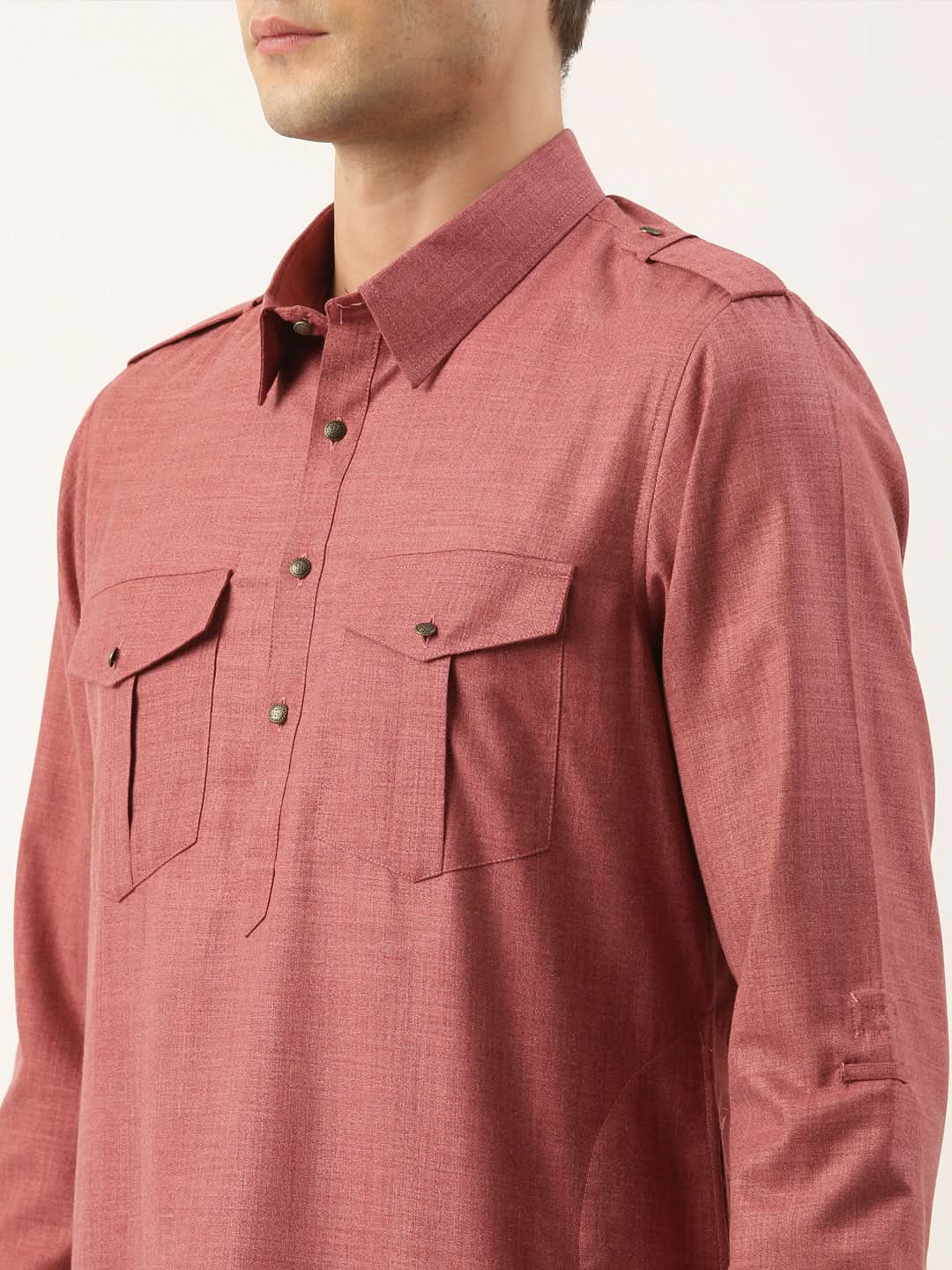 Burgundy Pure cotton Pathani with Salwar