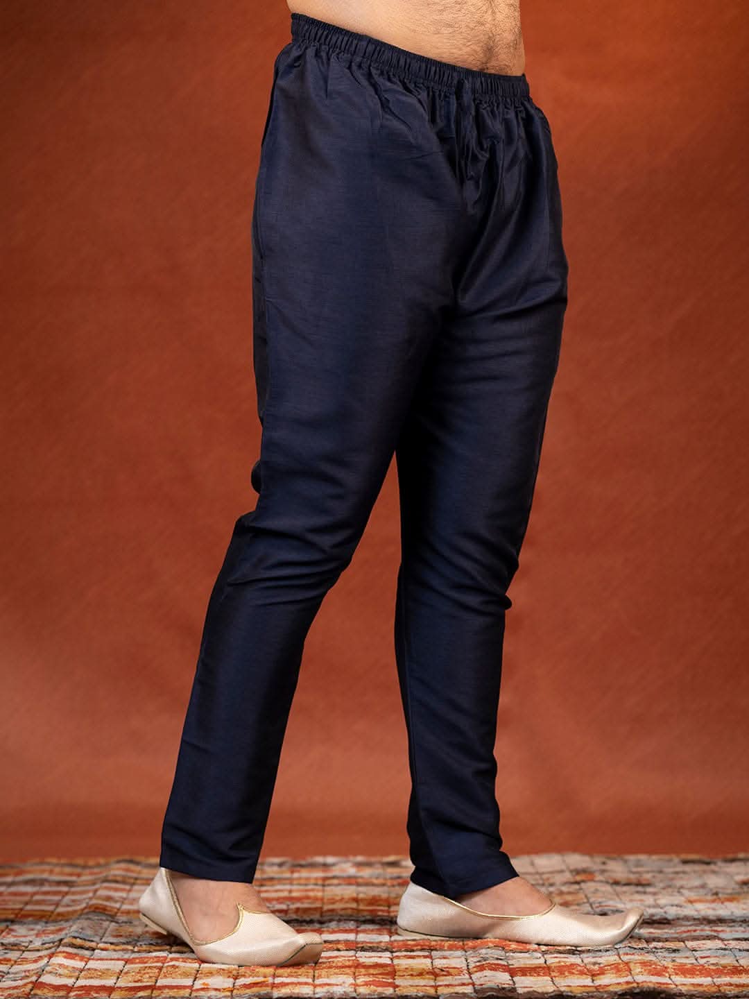 Navy Pashmina Embroidered Kurta set