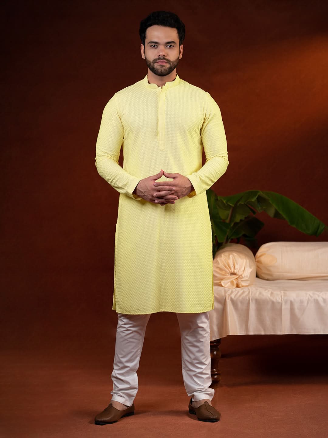 Yellow Chikankari Kurta Set