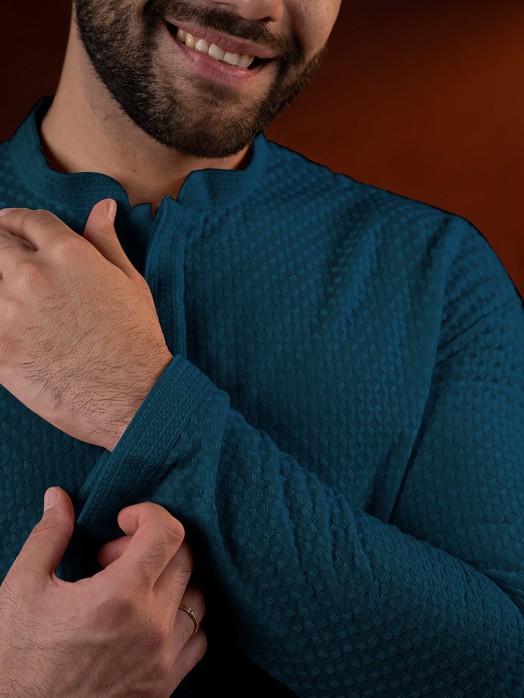 Teal Chikankari Kurta Set