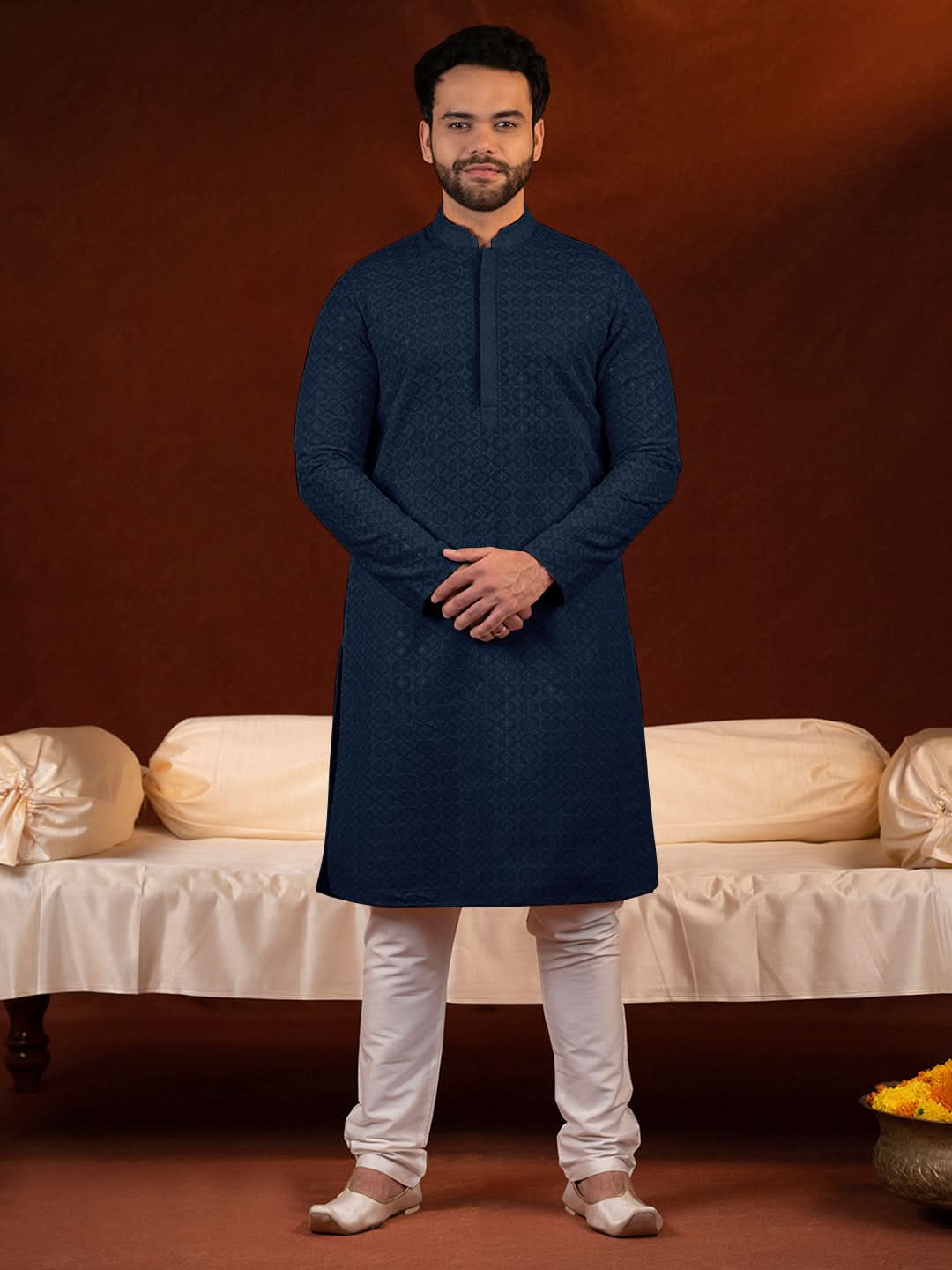 Navy Blue Chikankari Kurta Set
