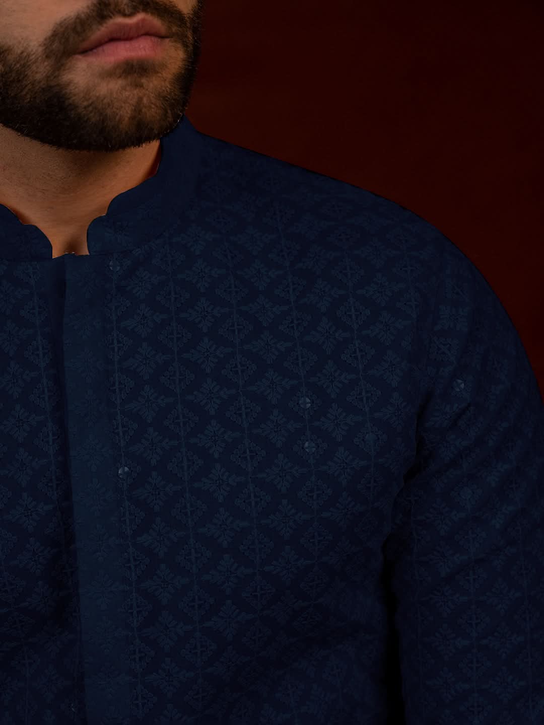 Navy Blue Chikankari Kurta Set