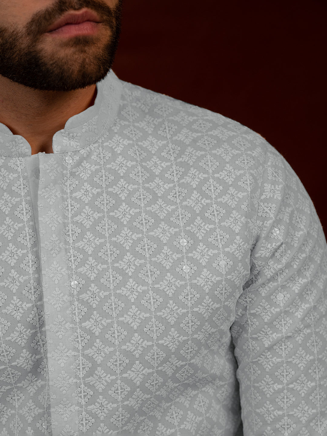 Grey Chikankari Kurta Set