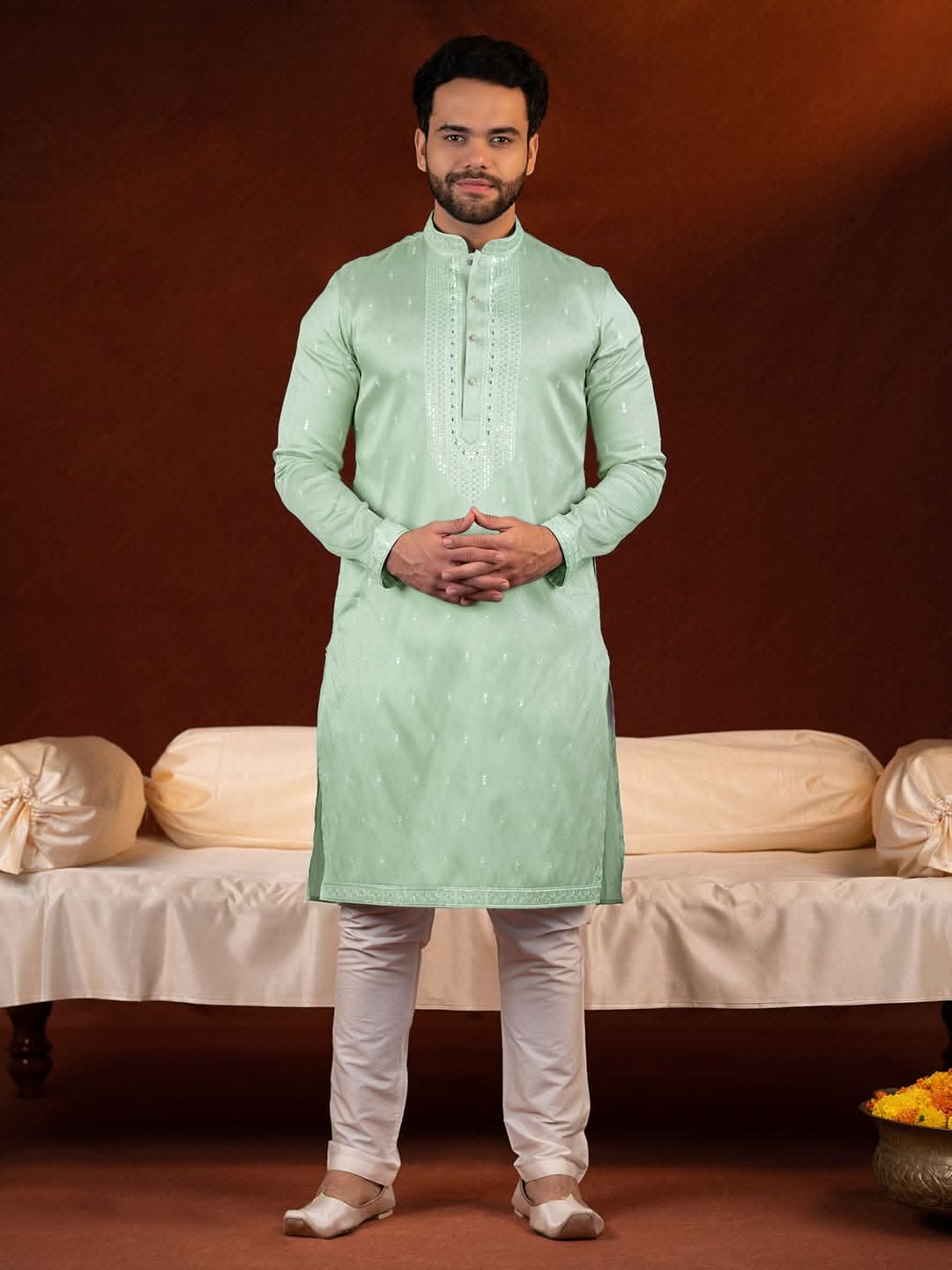 Green Embroidery Kurta Set