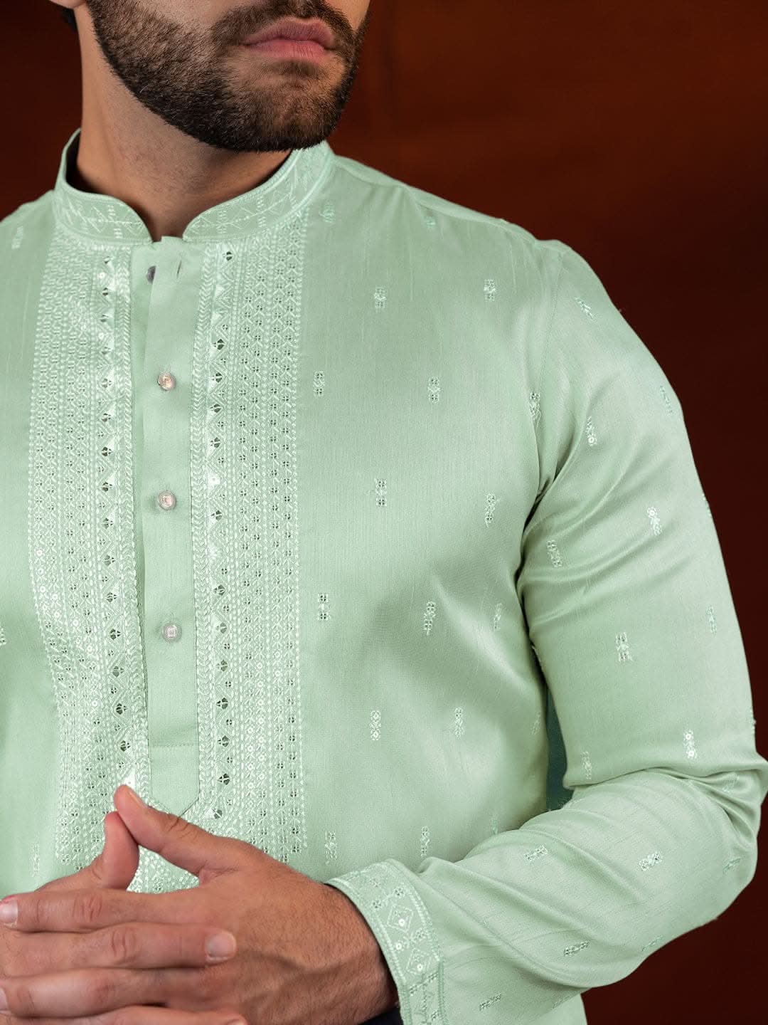 Green Embroidery Kurta Set