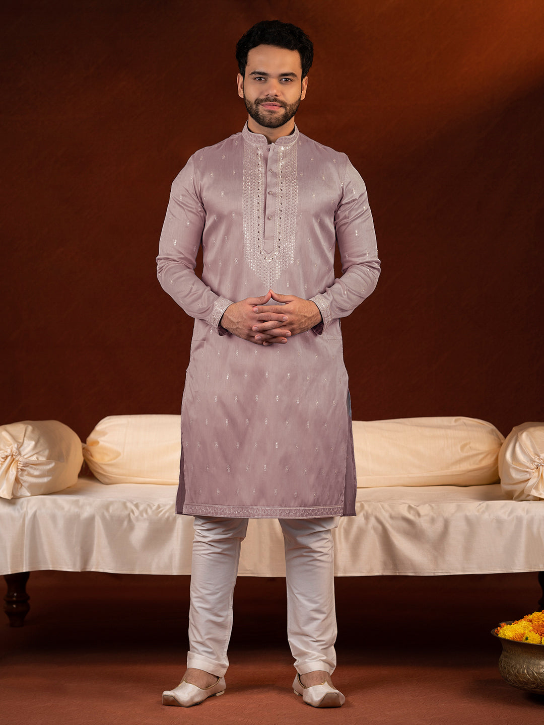 Lavender Embroidery Kurta Set